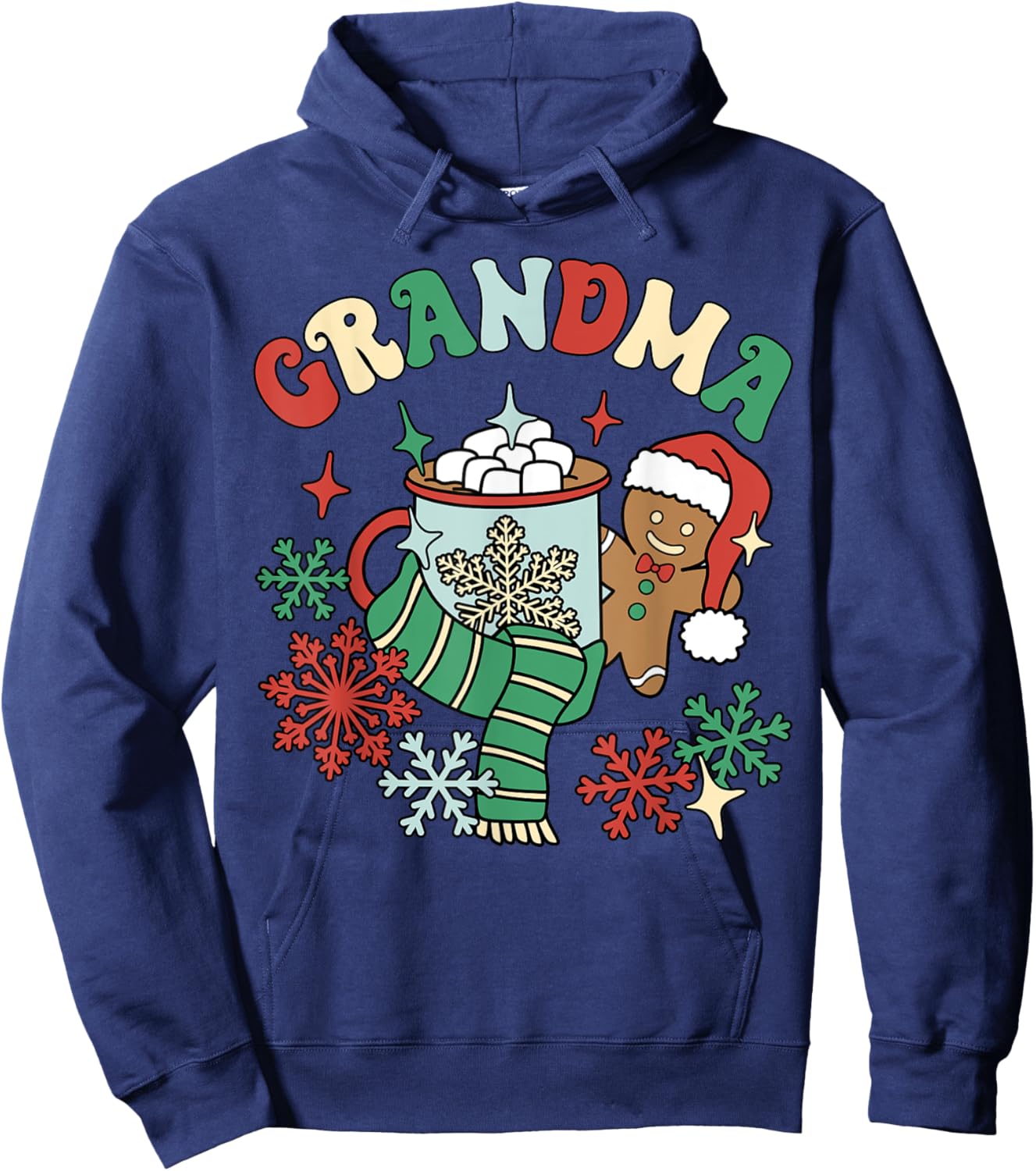 Grandma Hot Cocoa Gingerbread Matching Family Christmas Hoodie - Hoodie | Navy