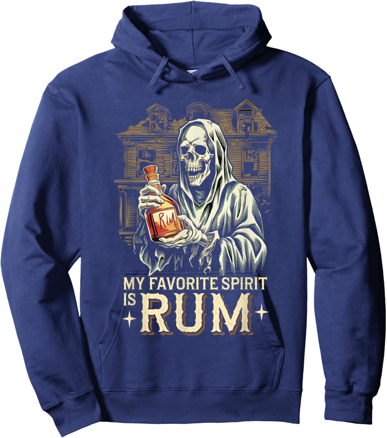 My Favorite Spirit Is Rum Ghost Halloween Rum Hoodie - Hoodie | Navy