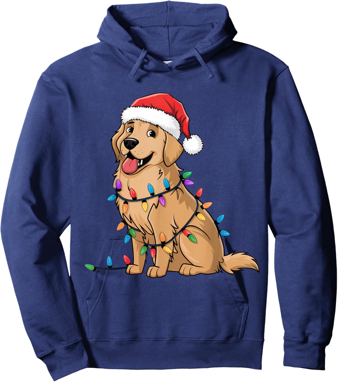 Golden Retriever Christmas Lights Xmas Dogs Gifts Men Women Hoodie - Hoodie | Navy
