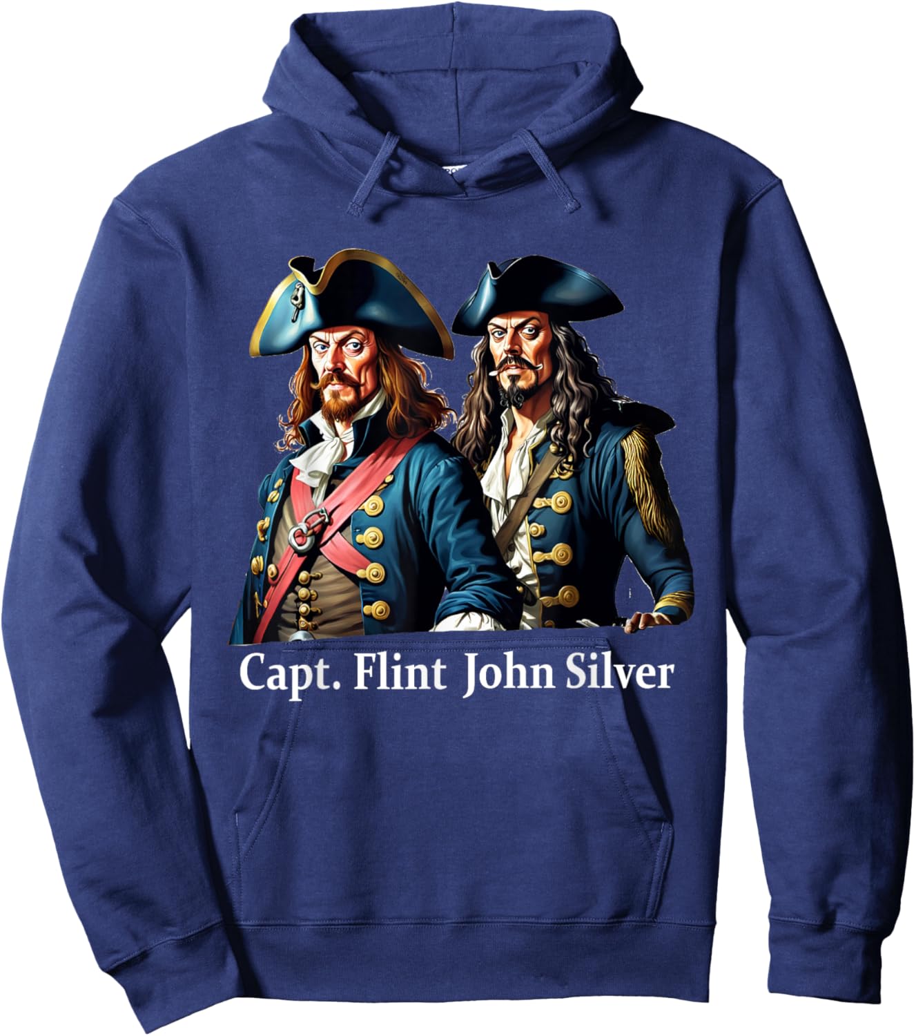 Captain Flint & Long John Silver Pirate Portrait Hoodie - Hoodie | Navy
