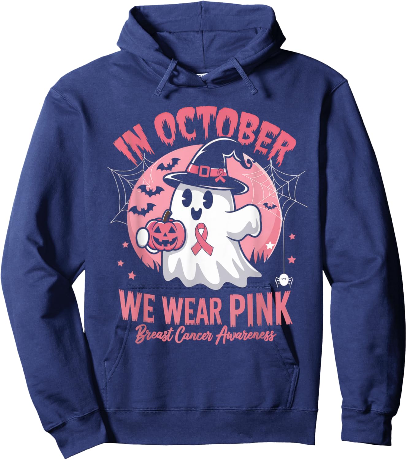 Breast Cancer Shirts Women Halloween In October We Wear Pink Hoodie - Hoodie | Navy