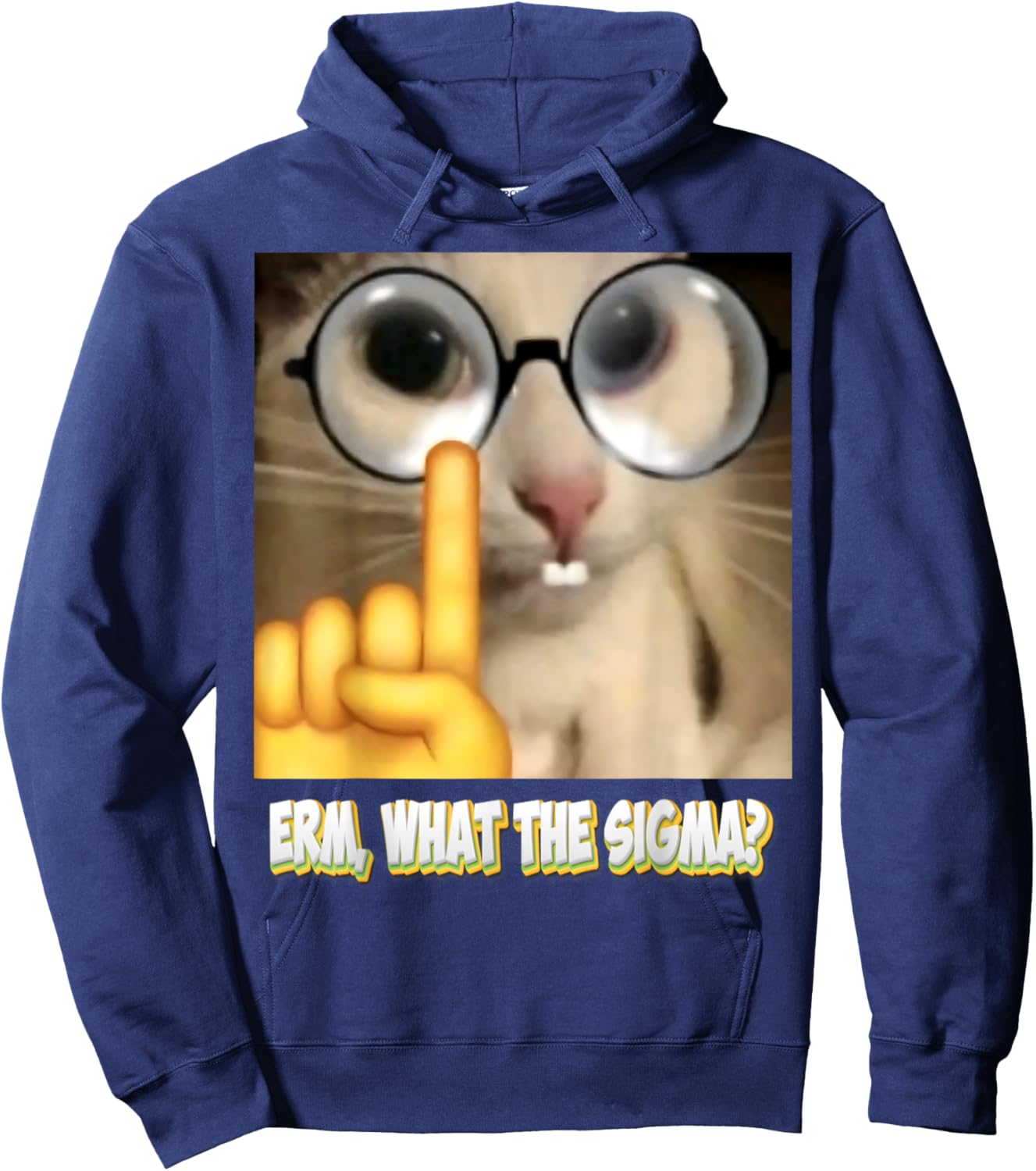 Cat Funny Erm, What the Sigma? Cat Meme Funny Women Hoodie - Hoodie | Navy