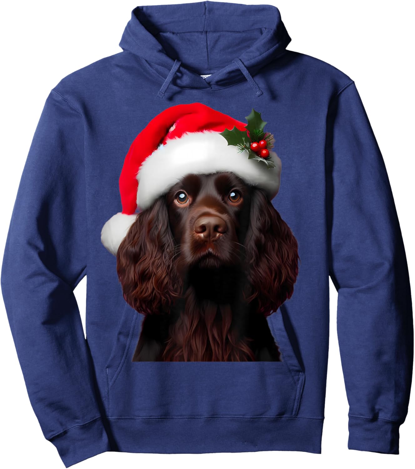 Boykin Spaniel With Santa Hat Christmas Dog Owner Lover Mom Hoodie - Hoodie | Navy