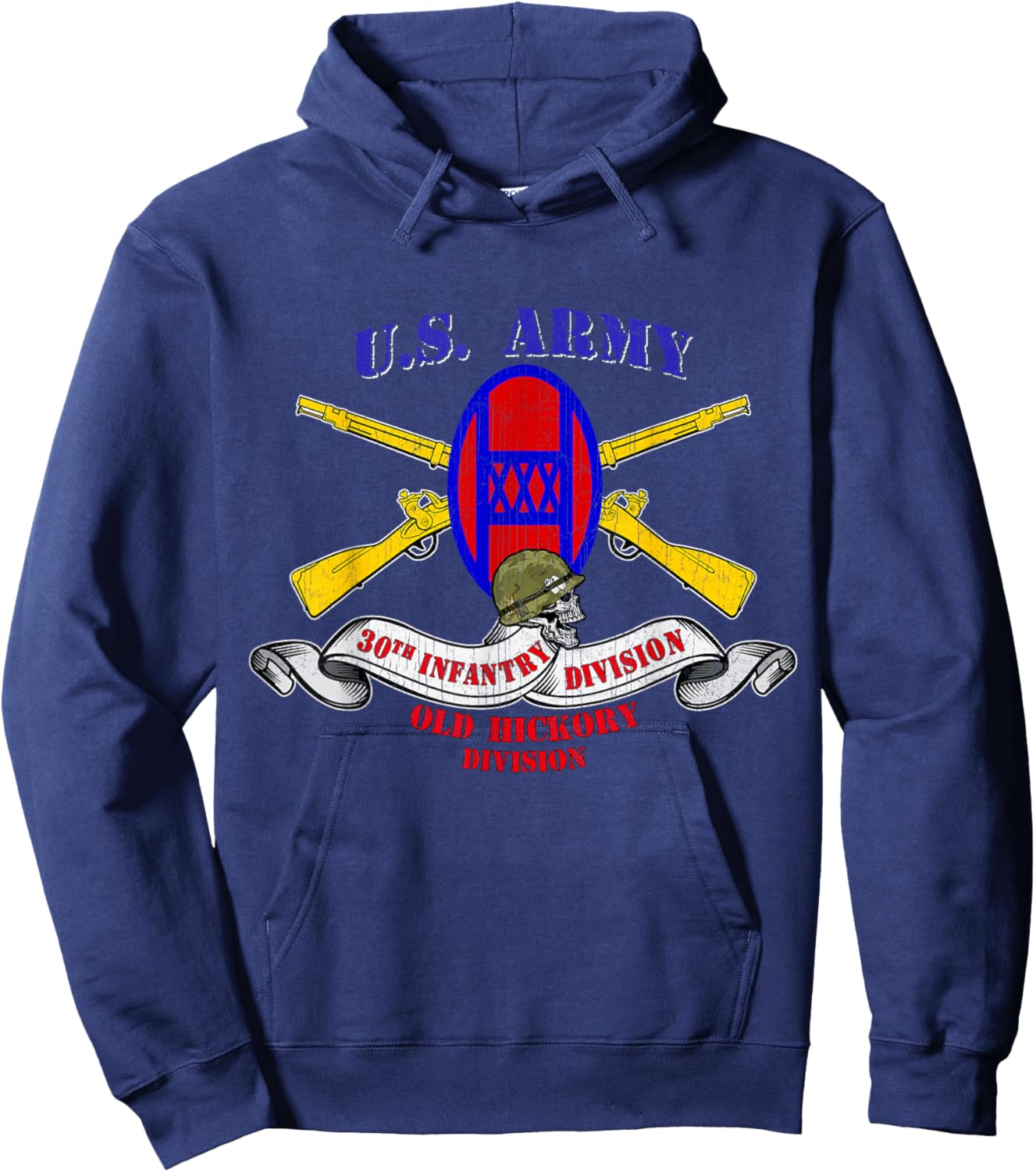 30th Infantry Division 30th ID Veteran Old Hickory Vintage Hoodie - Hoodie | Navy