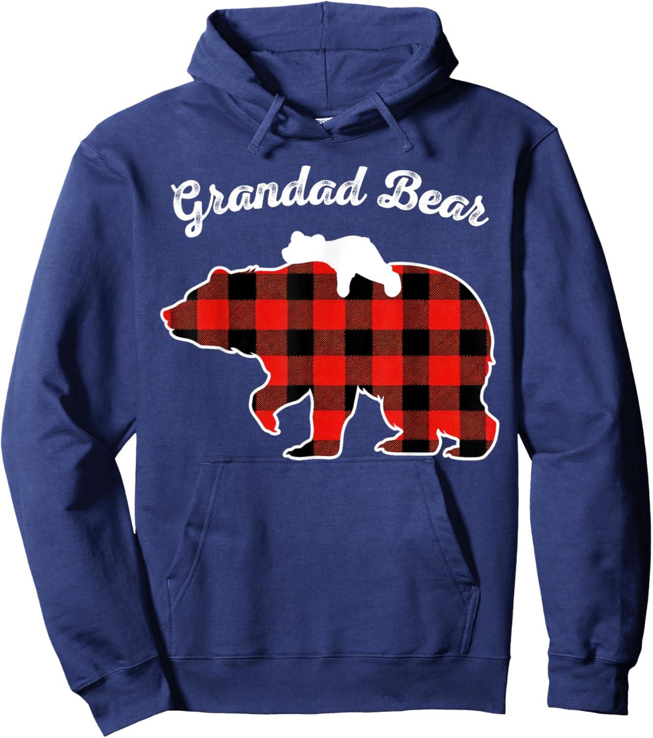 Grandad Bear Flannel Red Plaid Pajama Family Matching XMAS Hoodie - Hoodie | Navy