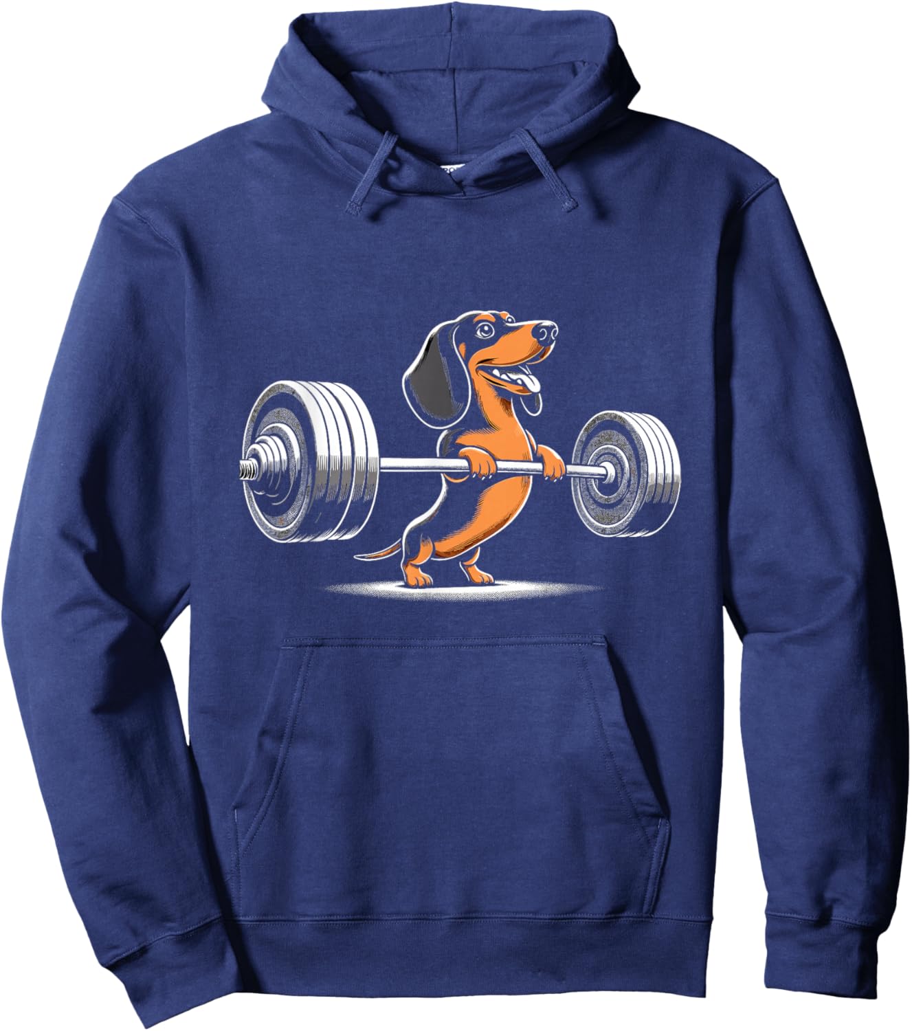 Funny Dog Dachshund weightlifting Gym Hoodie - Hoodie | Navy