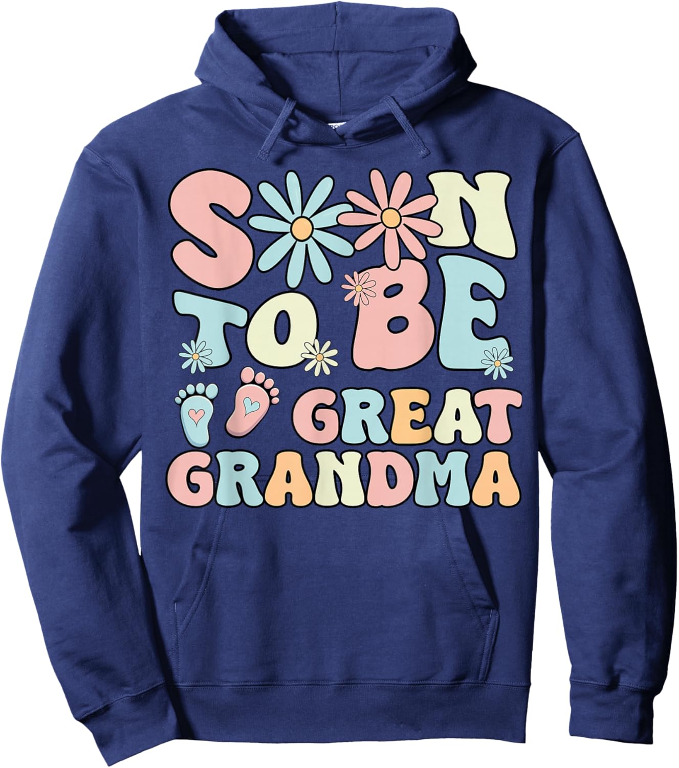 Soon To Be Great Grandma Groovy Retro First Time Grandma Hoodie - Hoodie | Navy