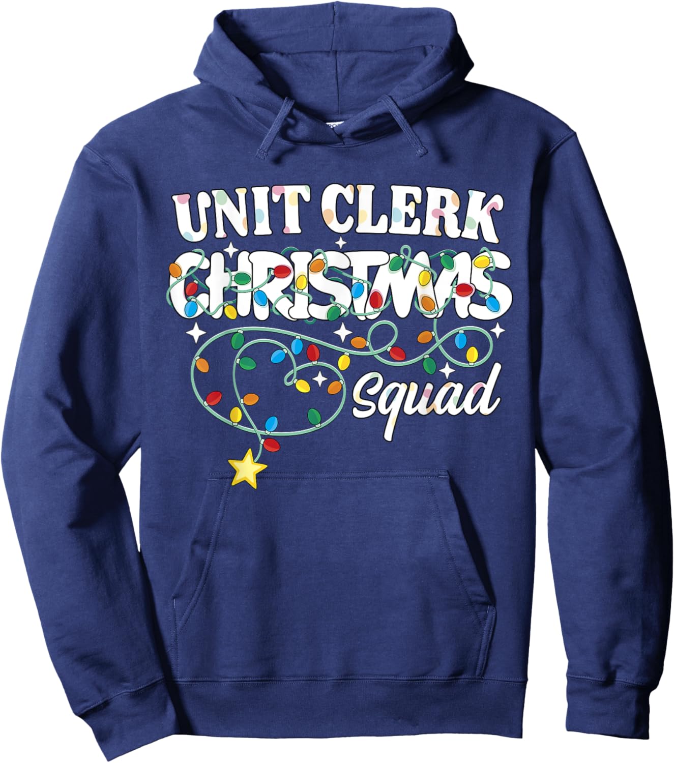 Unit Clerk Christmas Squad Health Unit Clerk Xmas Lights Hoodie - Hoodie | Navy