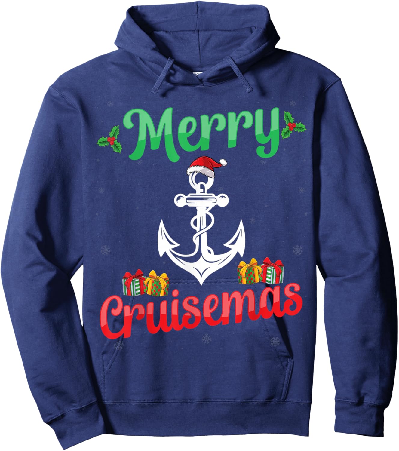 Merry Cruisemas Cruise Ship Anchor Santa Hat Christmas Hoodie - Hoodie | Navy