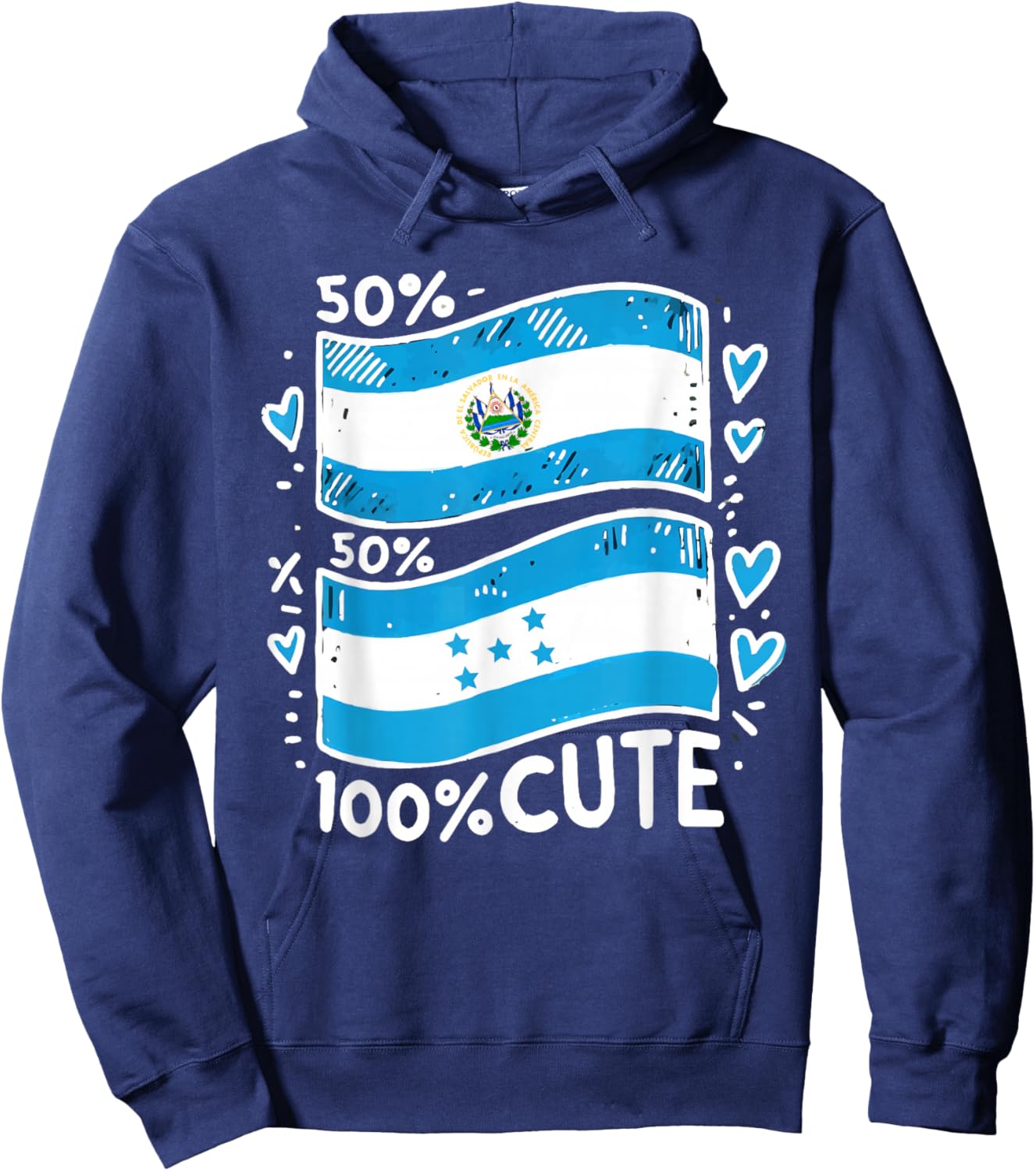 Half Salvadorian Half Honduran Honduras Flag El Salvador Hoodie - Hoodie | Navy