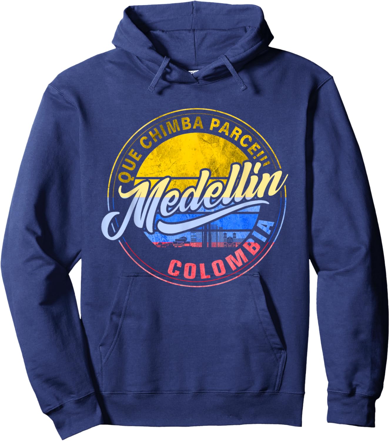 Que Chimba Parce Medellin Colombia Flag Medallo Hoodie - Hoodie | Navy