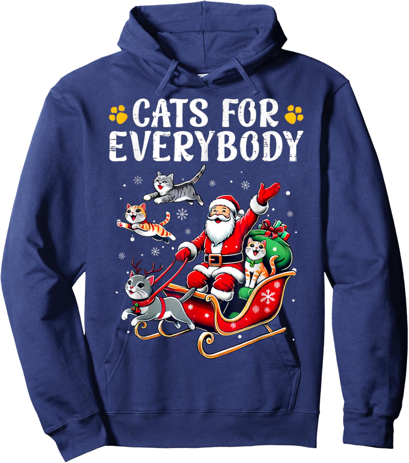 Cats for Everybody Christmas Cat Funny Xmas Men Women Santa Hoodie - Hoodie | Navy