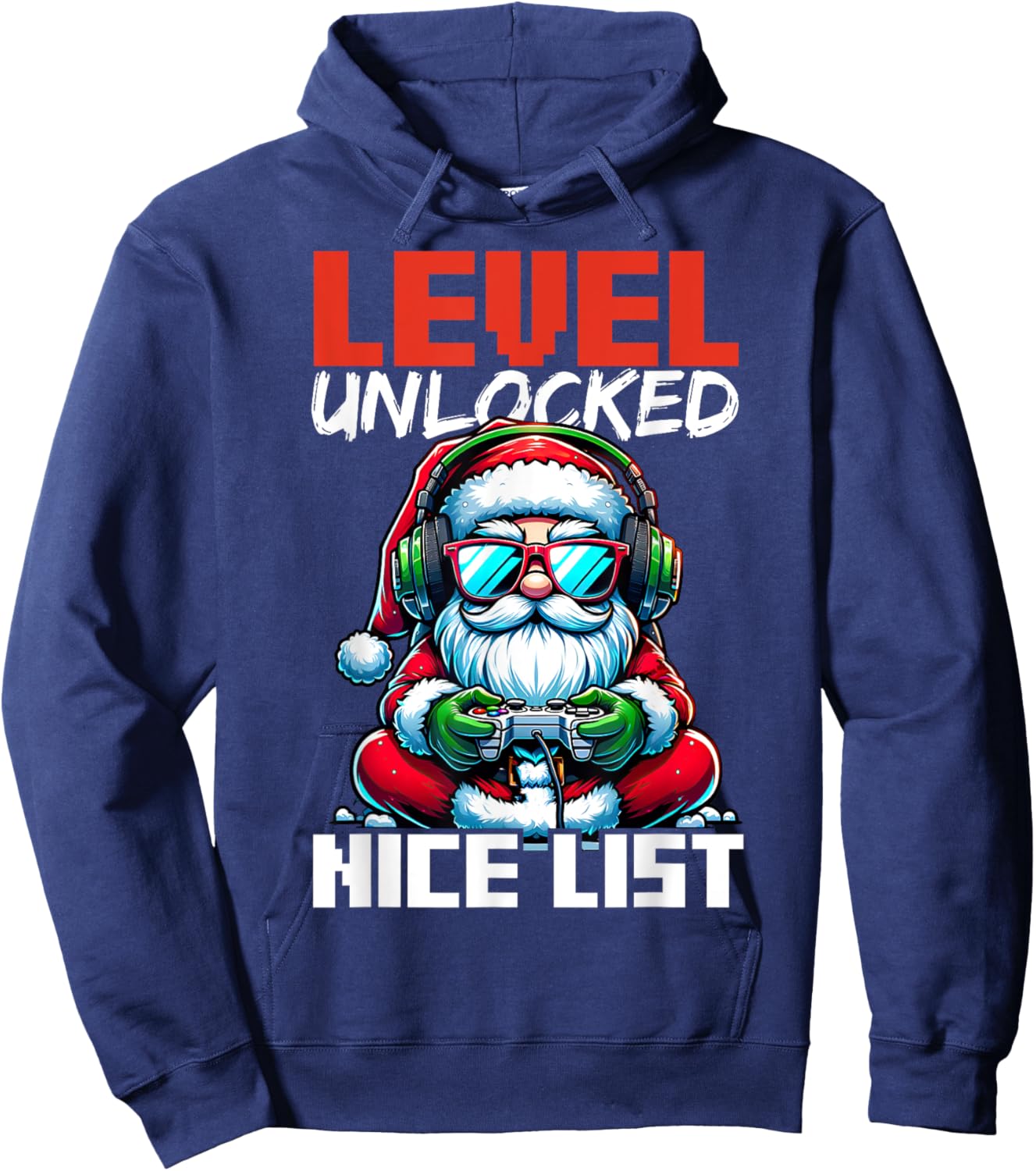 Christmas Gamer Boys Nice List Video Game Santa Xmas Hoodie - Hoodie | Navy
