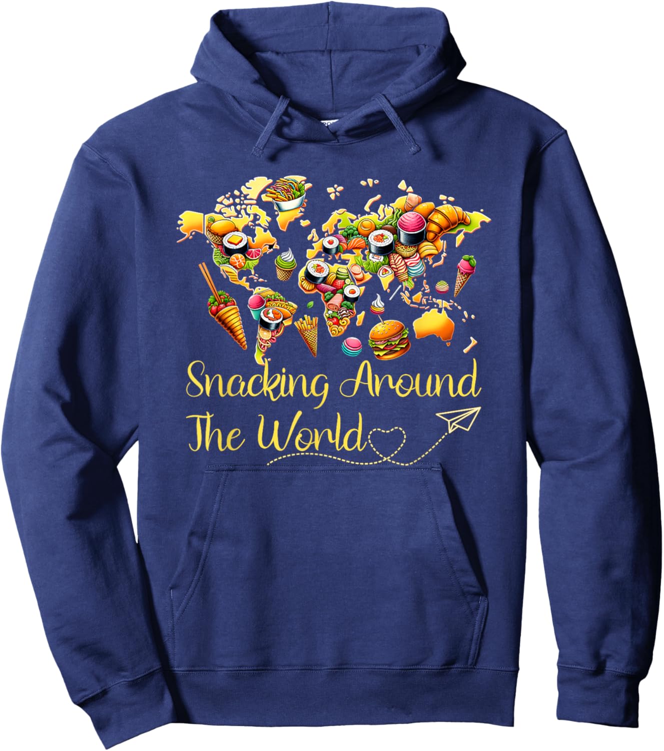Snacking Around The World Funny Global Food Hoodie - Hoodie | Navy