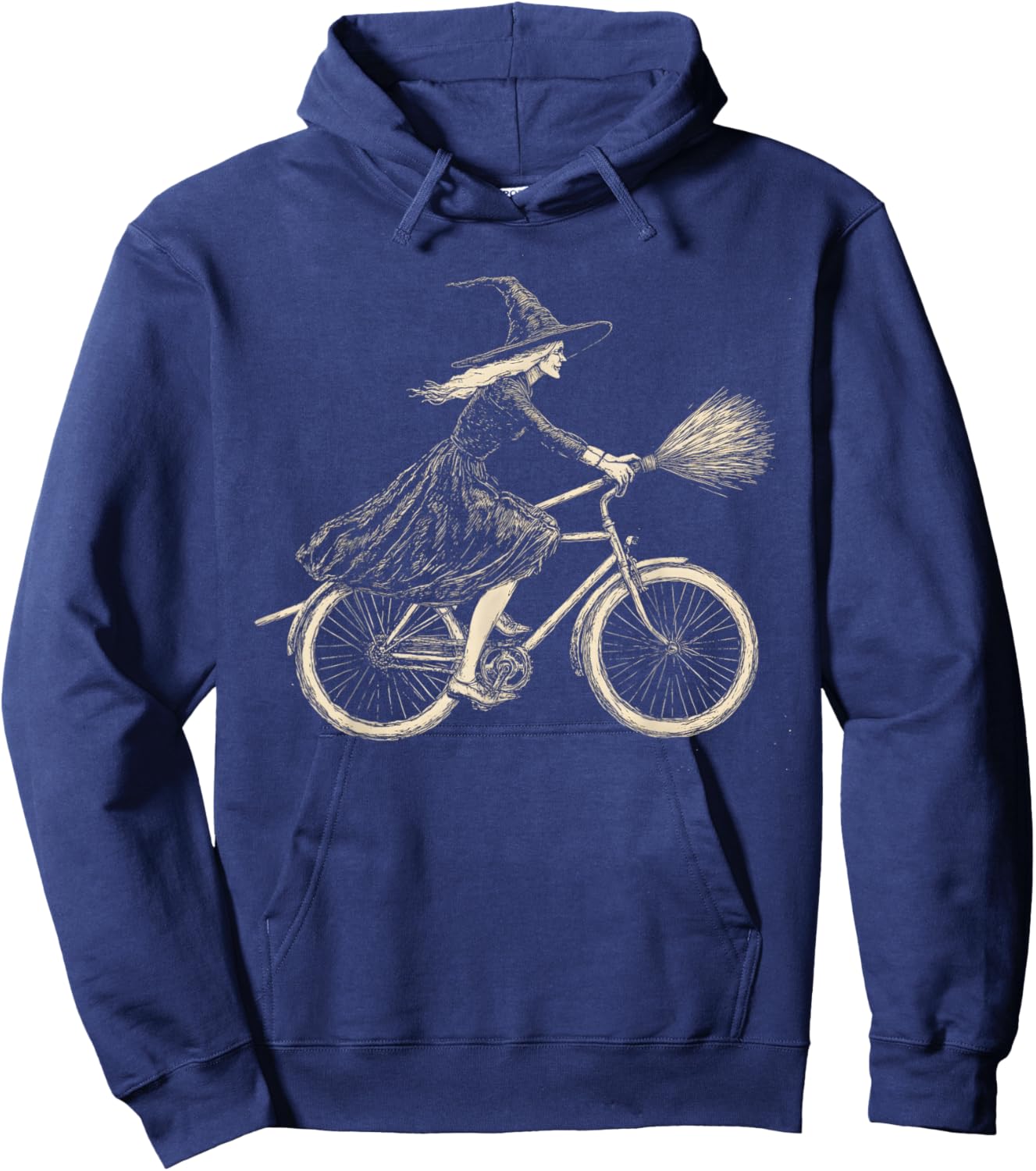 Vintage Halloween Witch on Bicycle Witches Cycling Hoodie - Hoodie | Navy