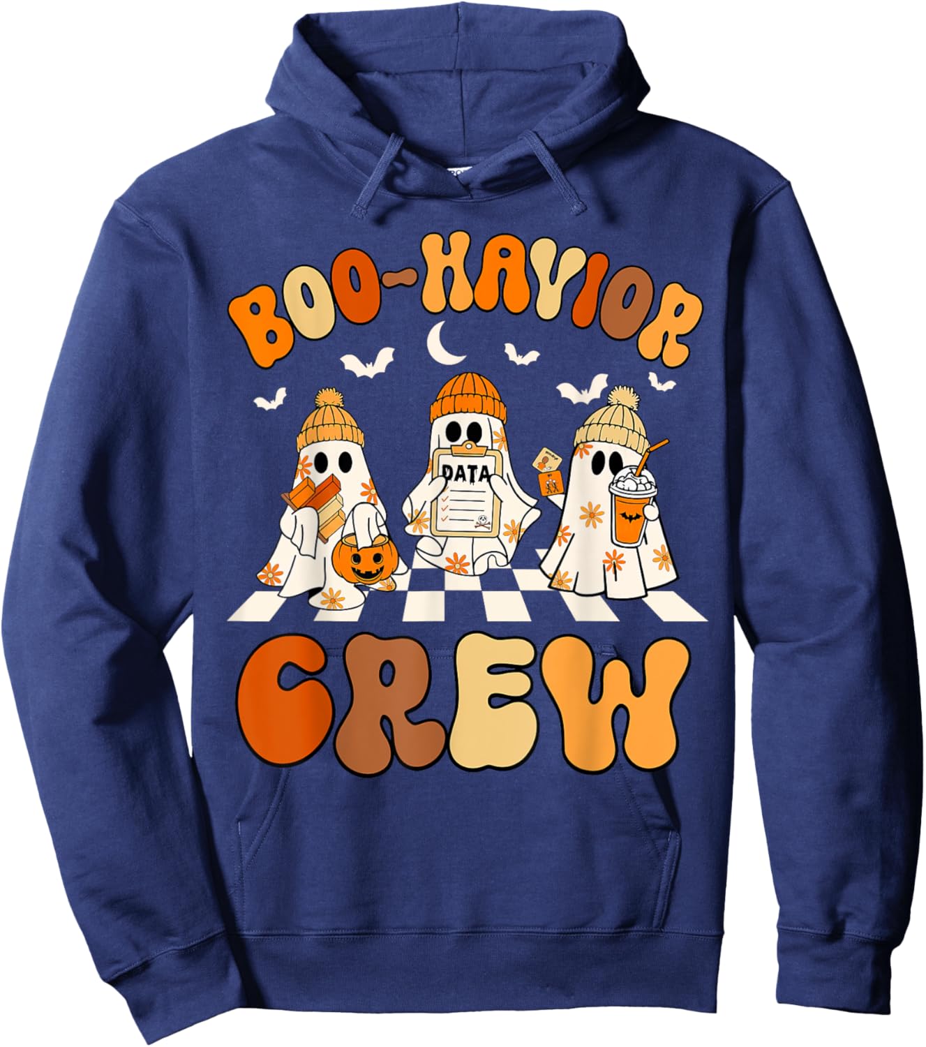 Behavior Analyst Halloween ABA Cute Ghost Boo-havior Crew Hoodie - Hoodie | Navy