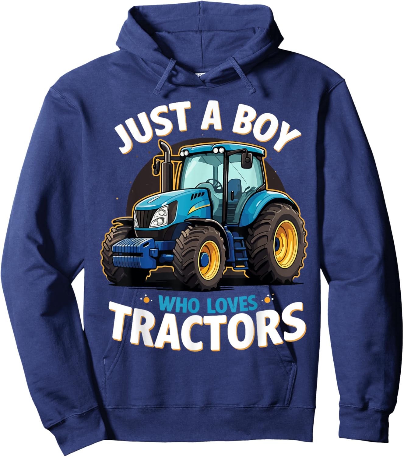 Just a Boy Who Loves Tractors Blue Farm Birthday Party Kids Hoodie - Hoodie | Navy
