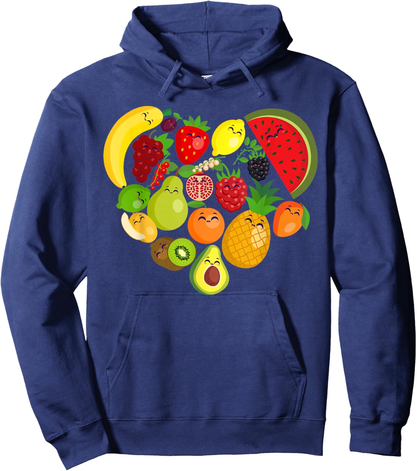 Funny Fruits Collage Cute heart Fruit and Vegetables Hoodie - Hoodie | Navy