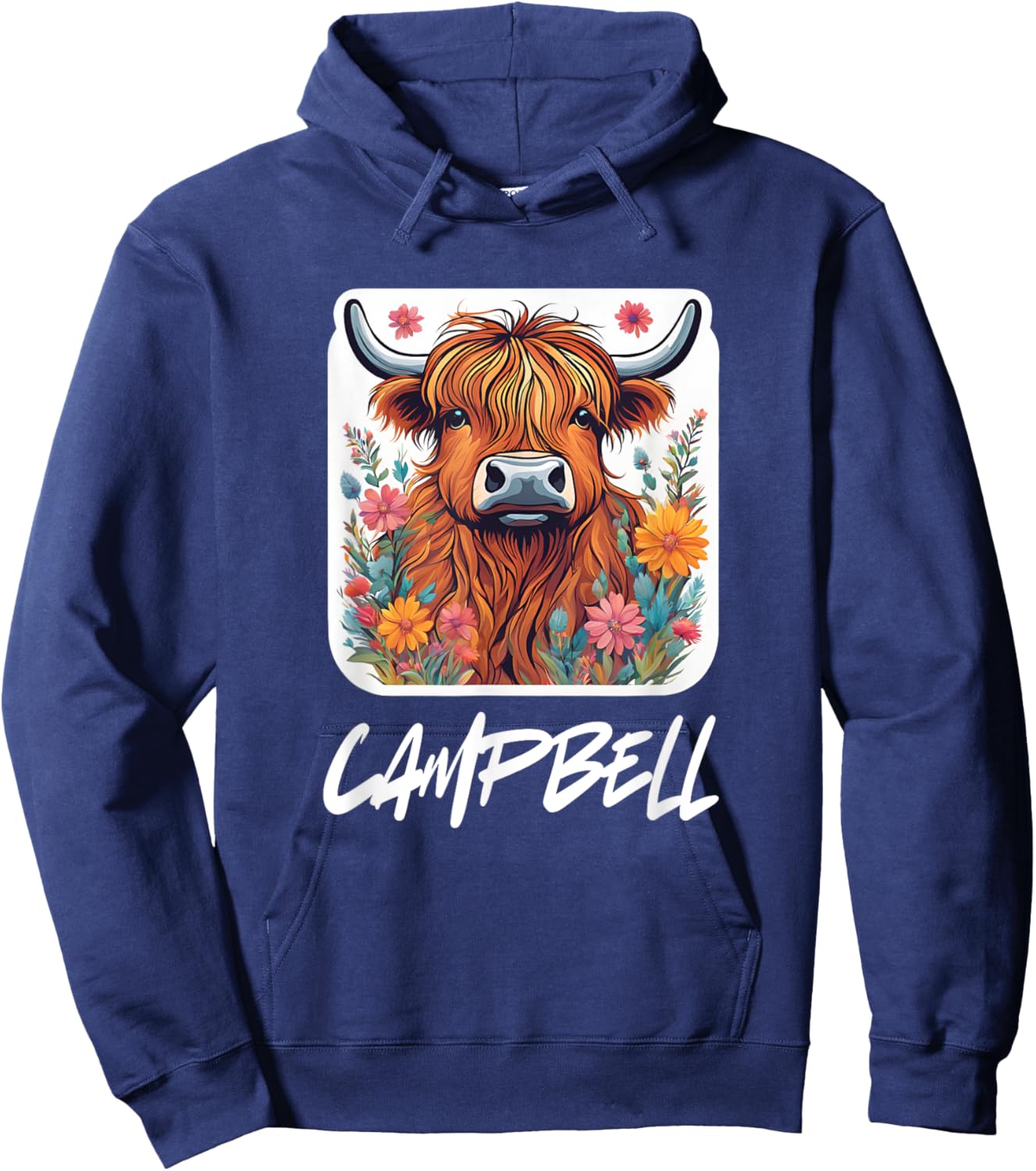 Campbell Clan Highland Cow Scottish Family Name Party Hoodie - Hoodie | Navy
