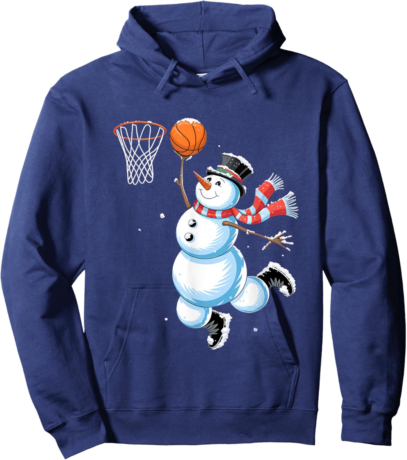 Snowman Basketball Christmas Shirt Boys Christmas Basketball Hoodie - Hoodie | Navy
