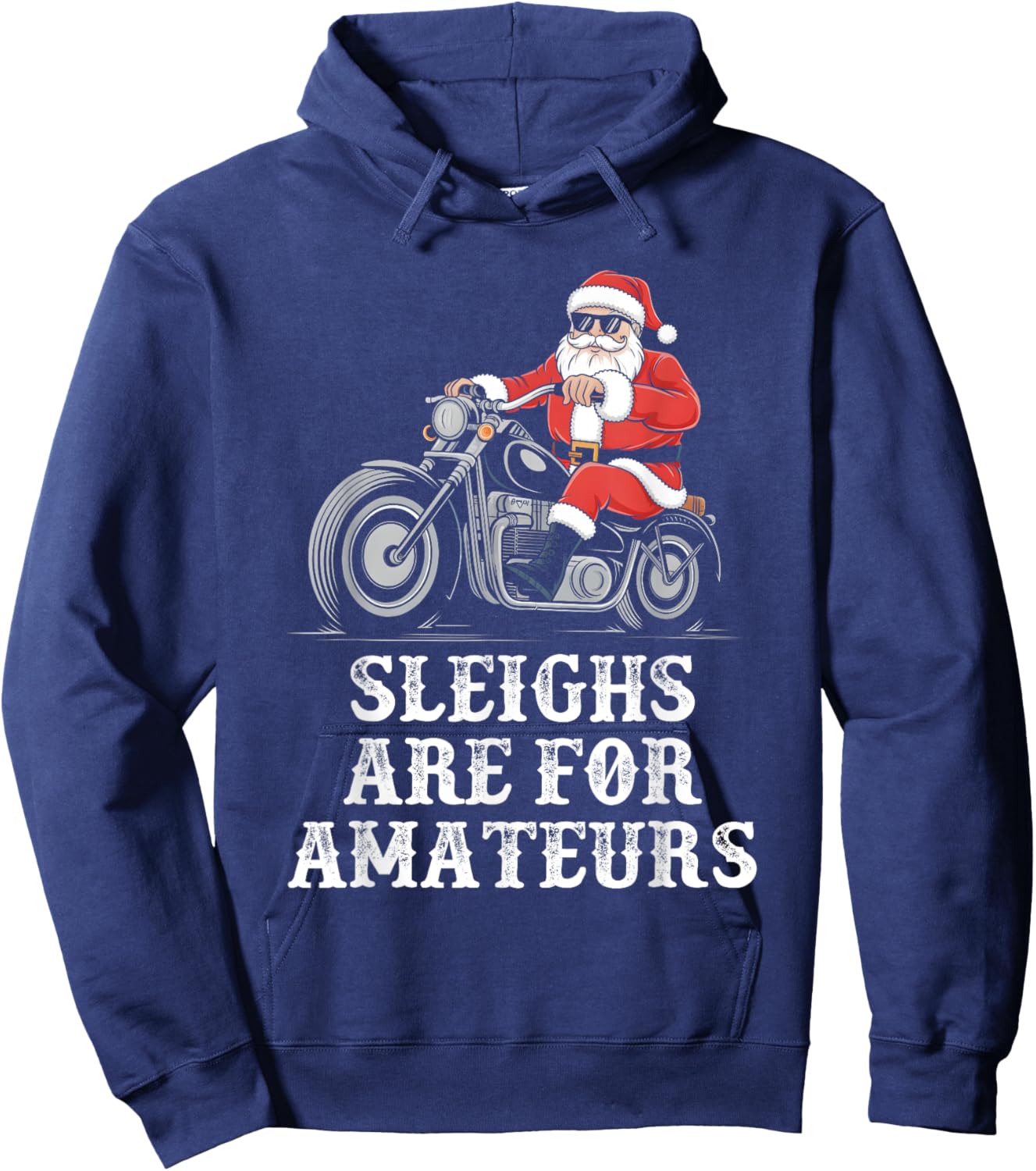 Christmas Funny Santa Claus Humor X-Mas Vacation Motorcycle Hoodie - Hoodie | Navy