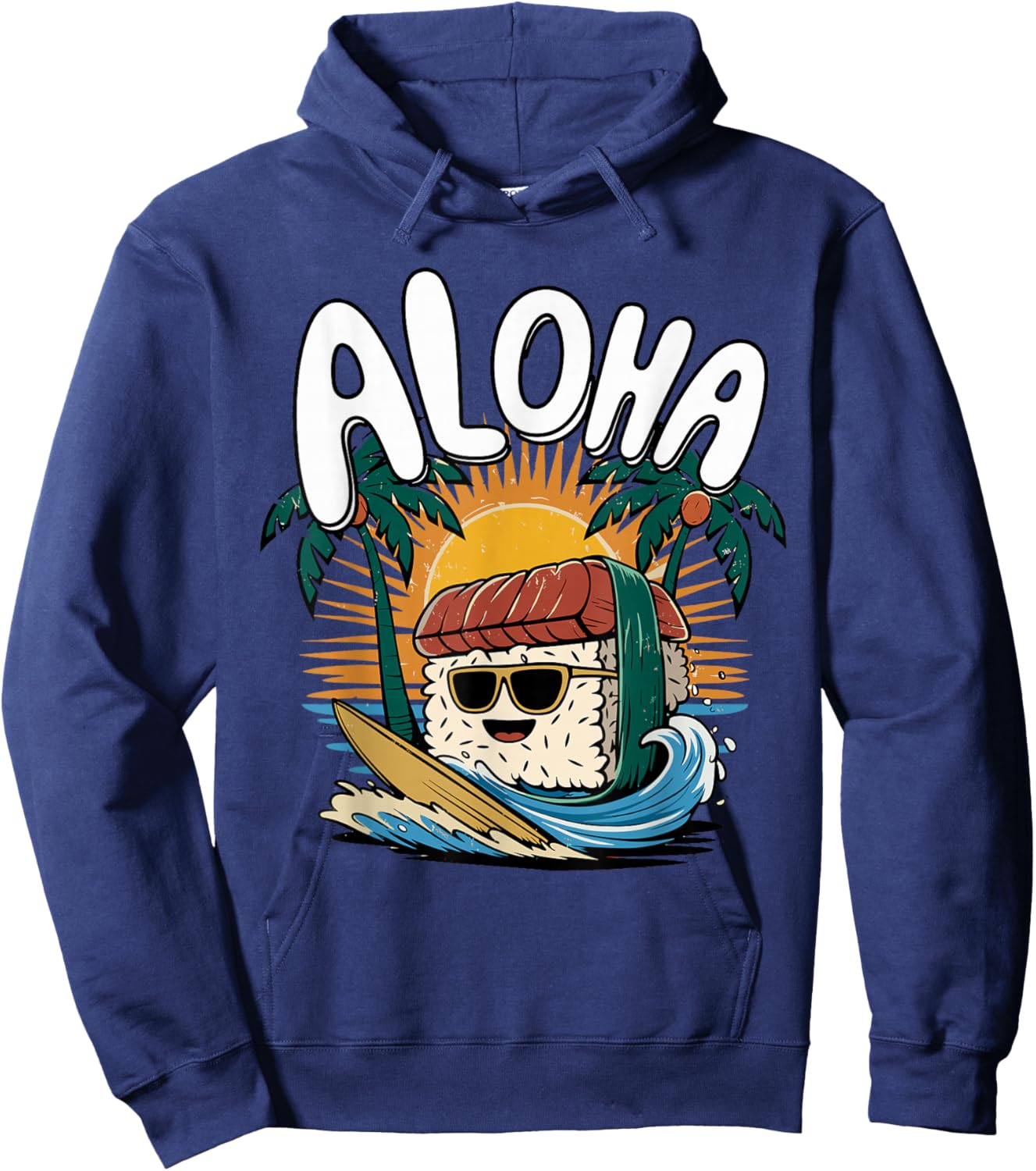 Musubi Surfer Surfing Hawaiian Food Hawaii Kawaii Musubi Hoodie - Hoodie | Navy