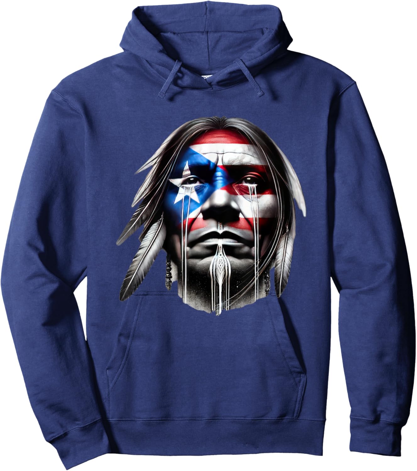Taino Tears Protest Puerto Rican Flag Crying Native American Hoodie - Hoodie | Navy