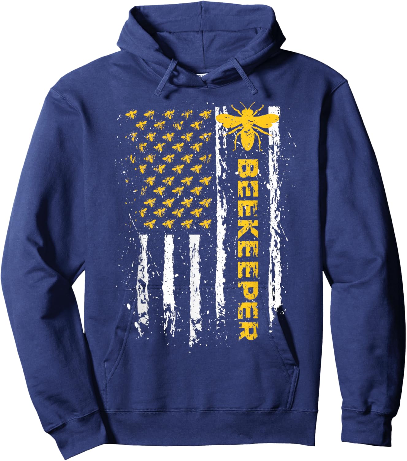 Beekeeper USA Flag Funny Honeybee Beekeeping Bee Patriotic Hoodie - Hoodie | Navy