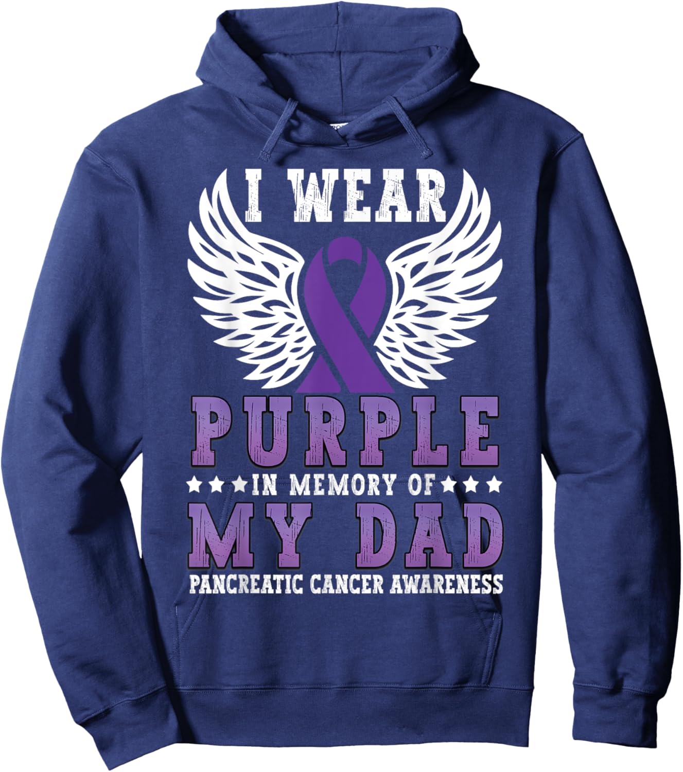 I Wear Purple In Memory Of Dad Pancreatic Cancer Awareness Hoodie - Hoodie | Navy