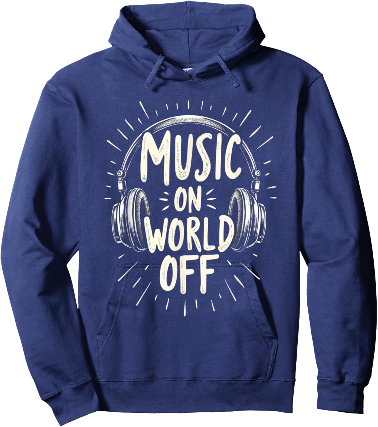 Music On World Off Hoodie - Hoodie | Navy