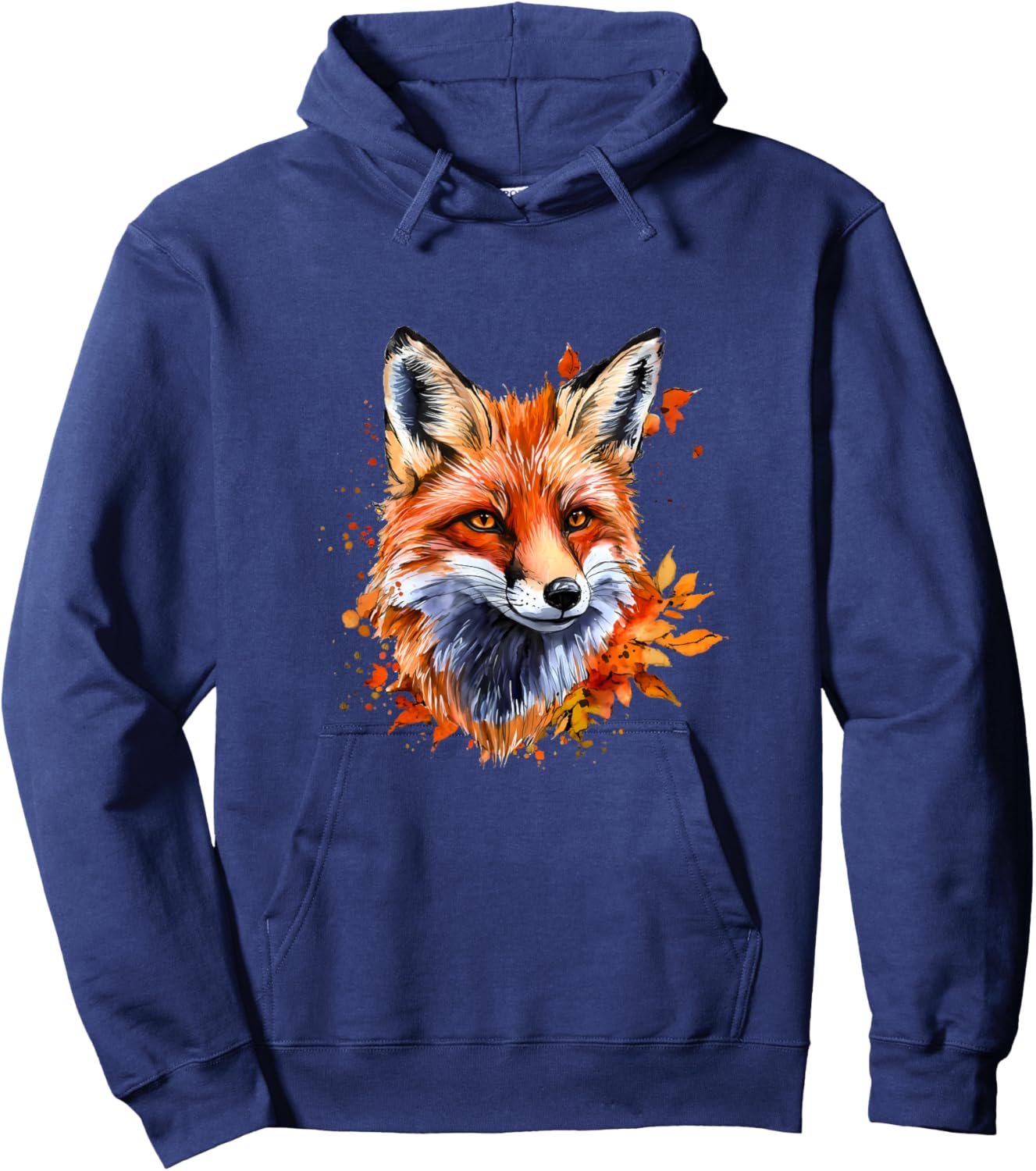 Autumn Watercolor Fox Hoodie - Hoodie | Navy