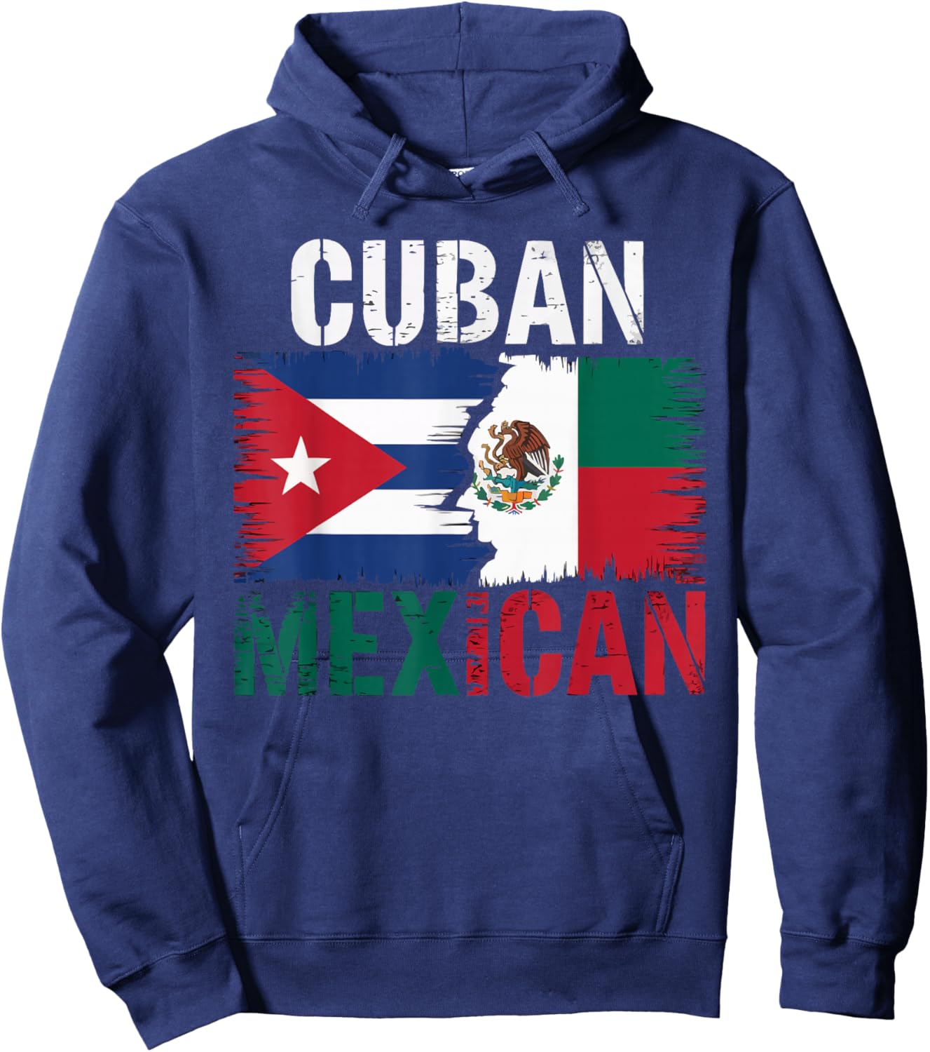 Half Cuban Half Mexican Country Mexico Flag Cuba Hoodie - Hoodie | Navy