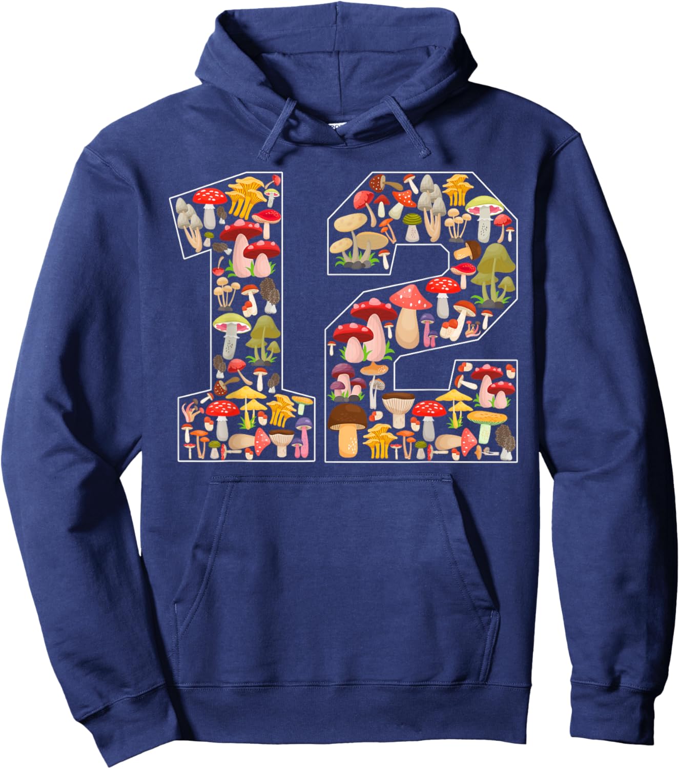 12th Birthday Mushroom Themed 12 Year Old Boy Girl Birthday Hoodie - Hoodie | Navy
