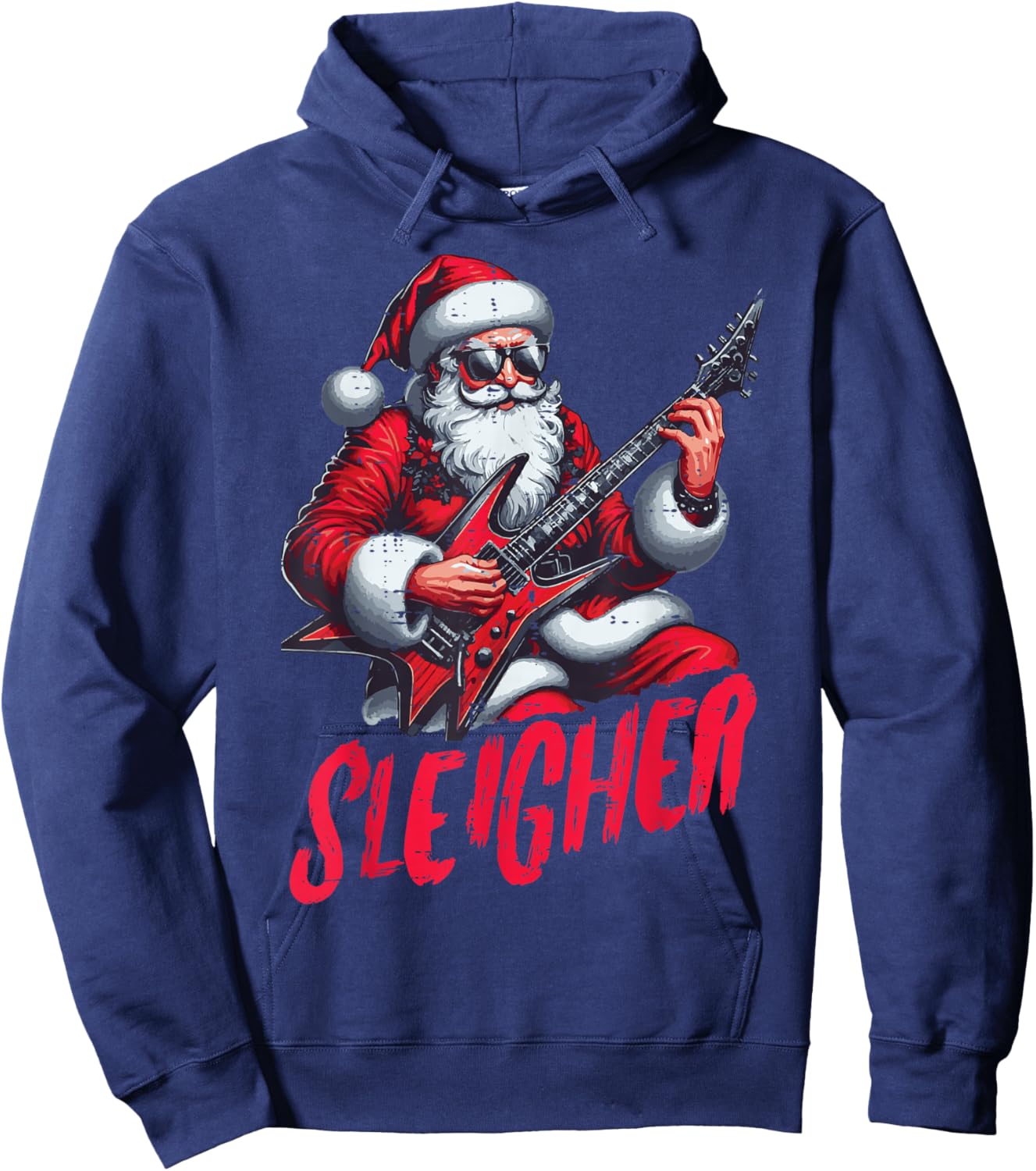 Christmas Santa Sleigher Rock Xmas Rocker Men Boys Kids Teen Hoodie - Hoodie | Navy