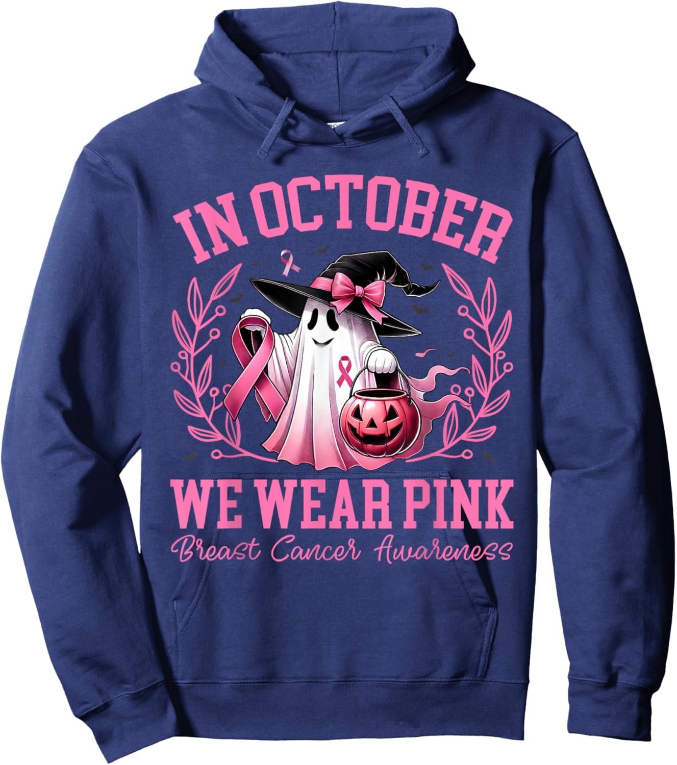 Breast Cancer Shirts Women Halloween In October We Wear Pink Hoodie - Hoodie | Navy