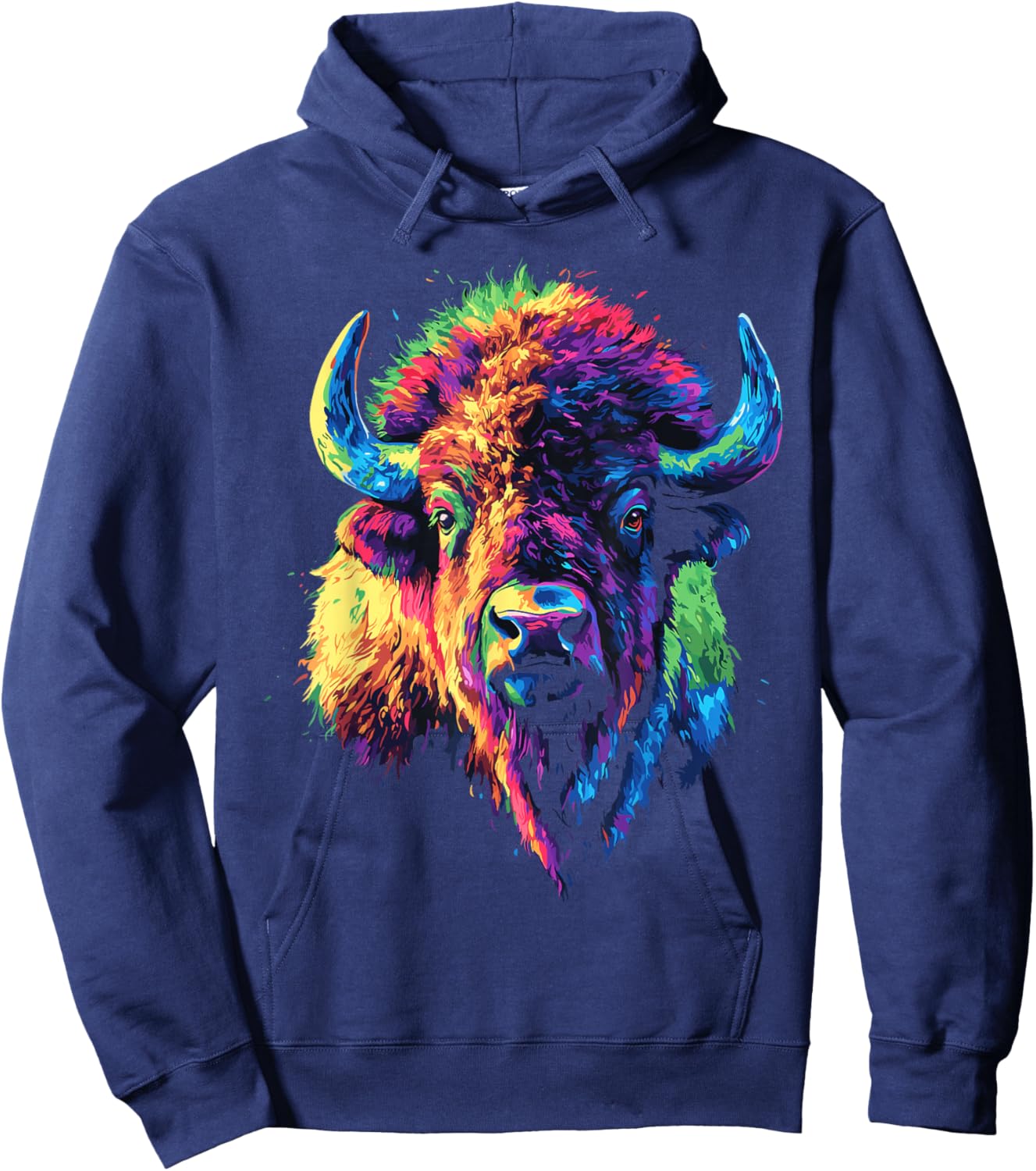 American Bison Lover Colorful Pop Art American Buffalo Bison Hoodie - Hoodie | Navy