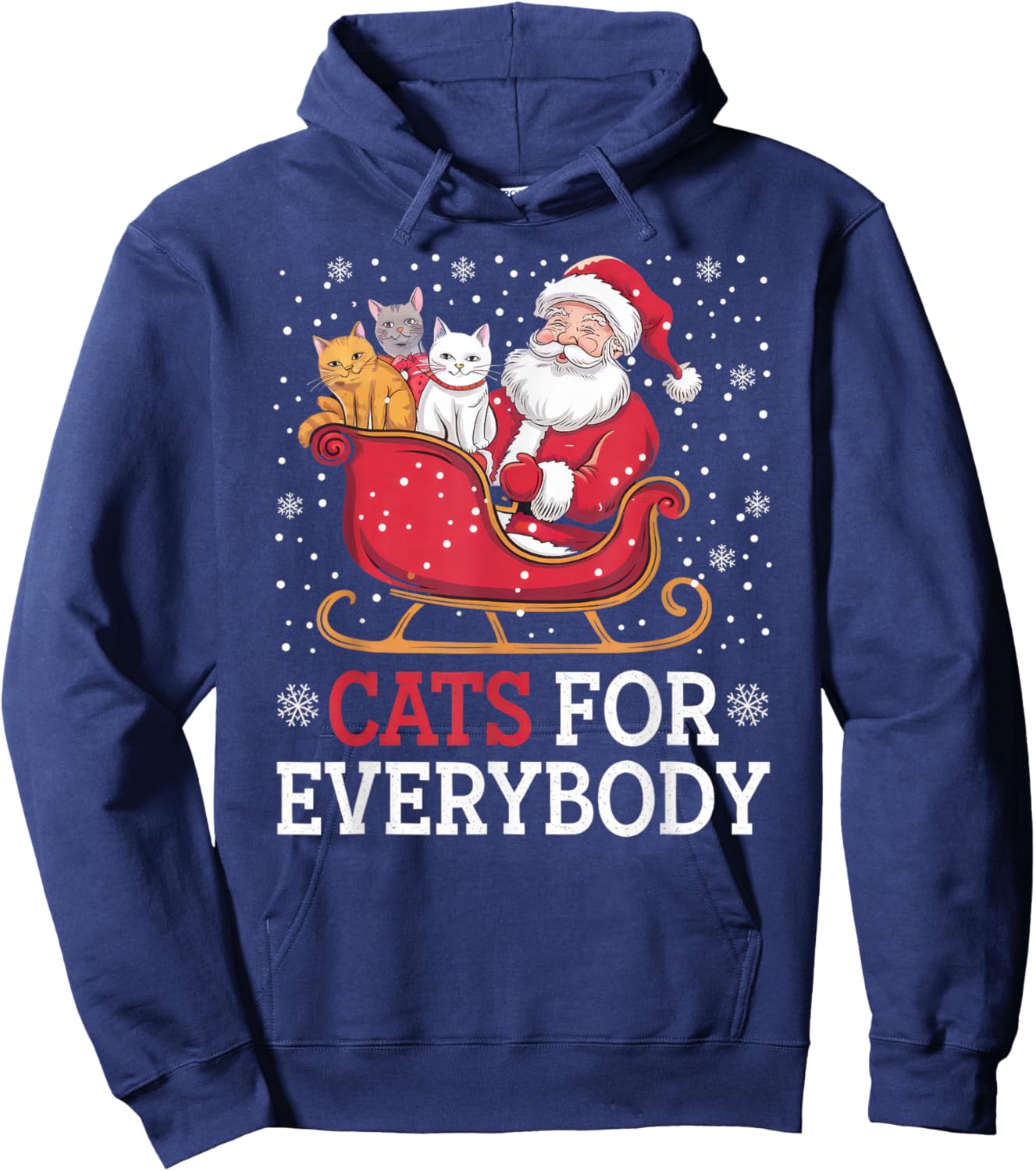 Cats for Everybody Christmas Shirt Funny Xmas Women Santa Hoodie - Hoodie | Navy