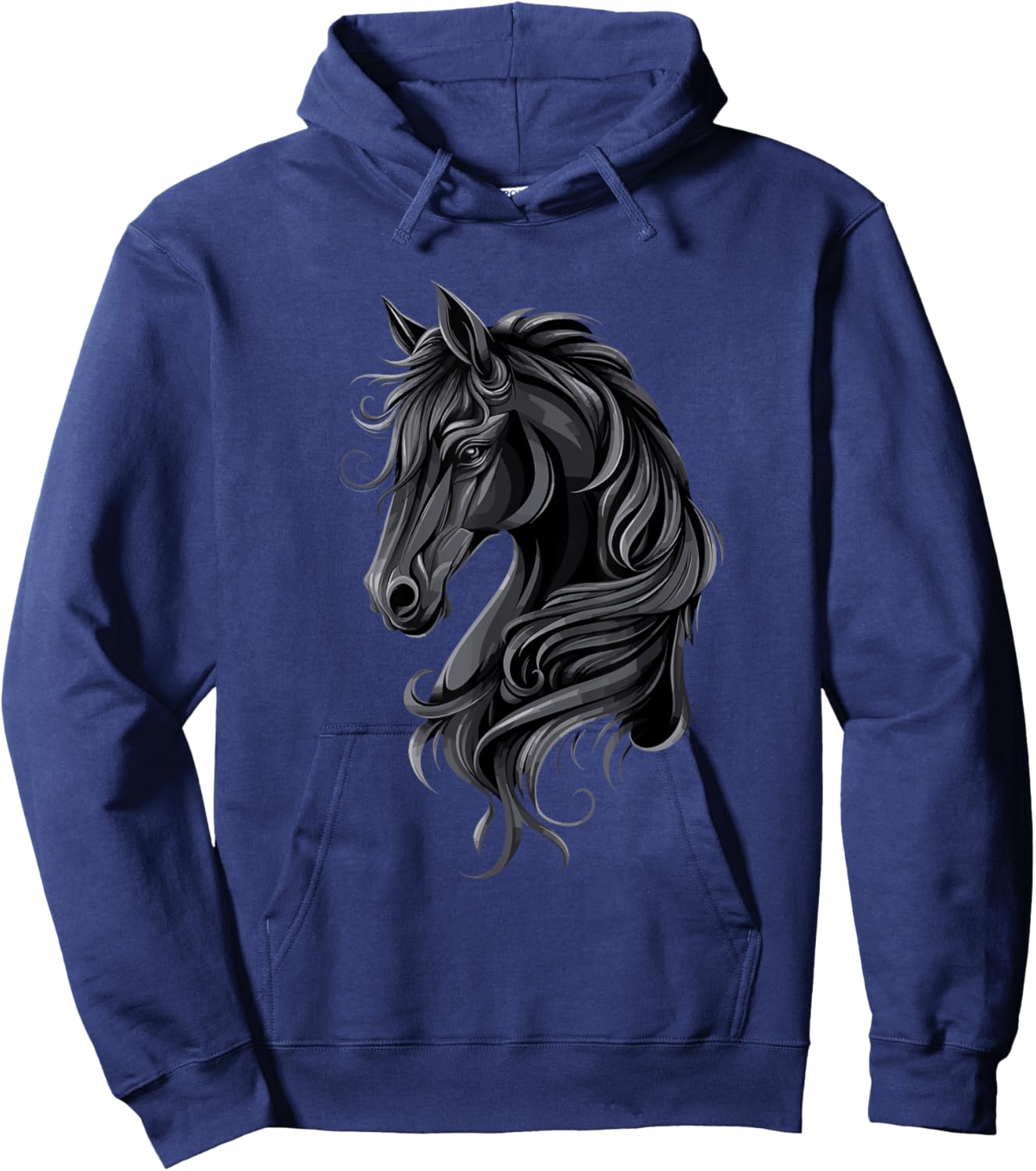 Black Horse Portrait – Friesian horse Hoodie - Hoodie | Navy