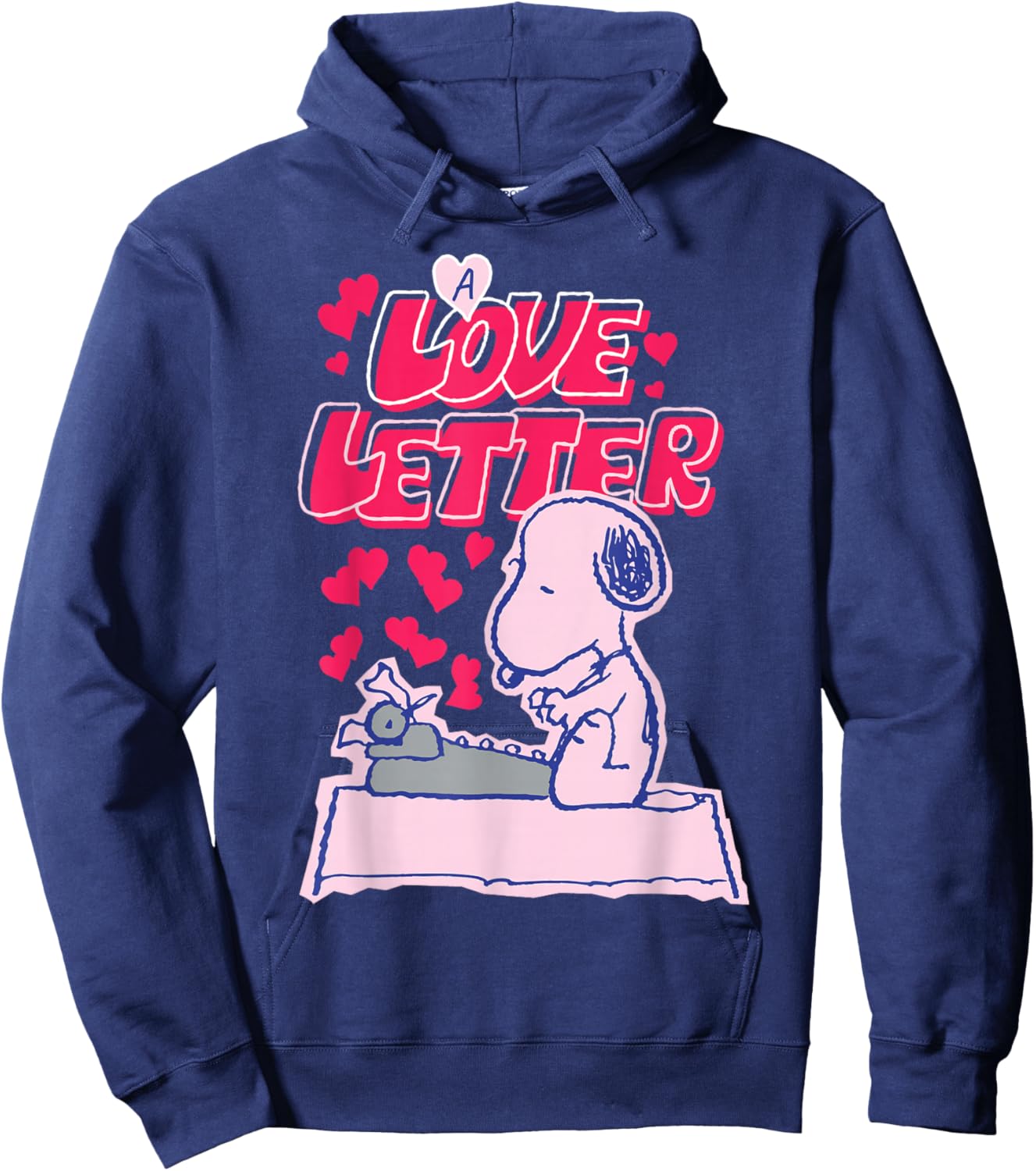 Peanuts Snoopy Typing A Love Letter Valentines Day Hoodie - Hoodie | Navy