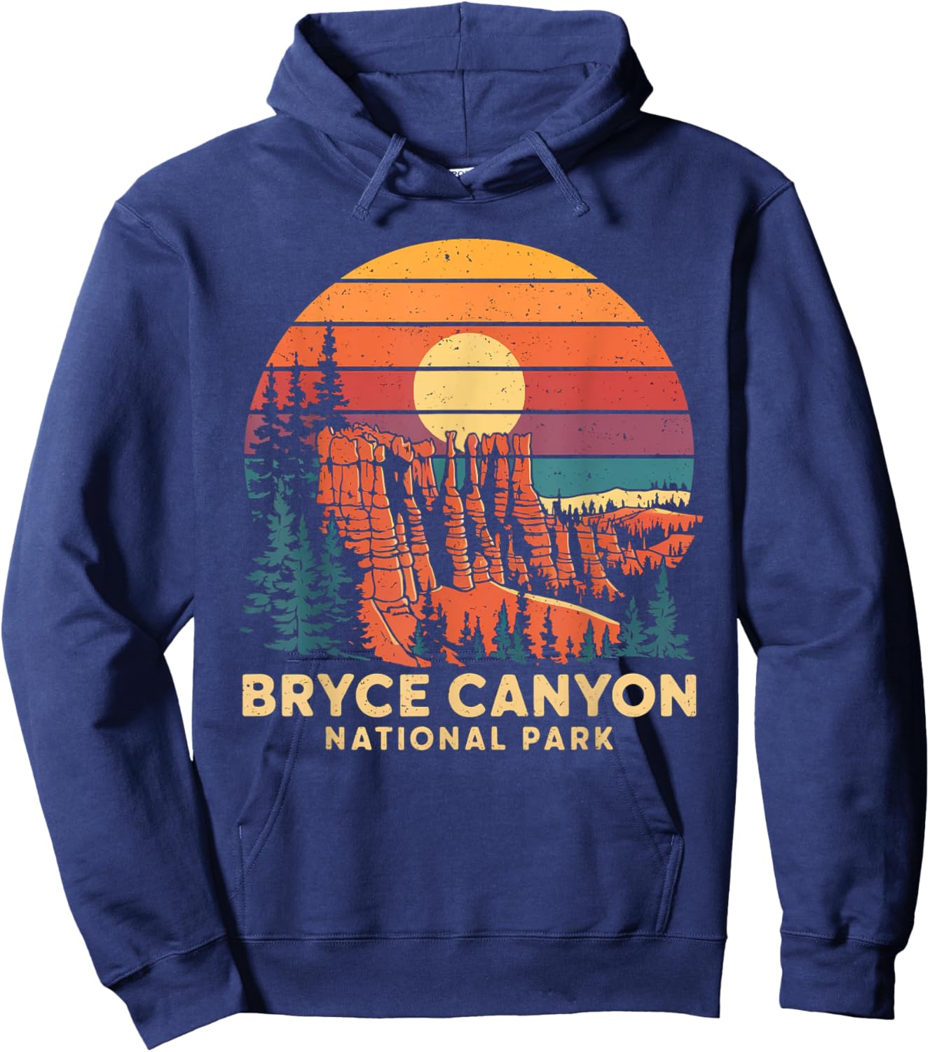 Bryce Canyon National Park Vintage Utah Hoodoos Hiking Hoodie - Hoodie | Navy