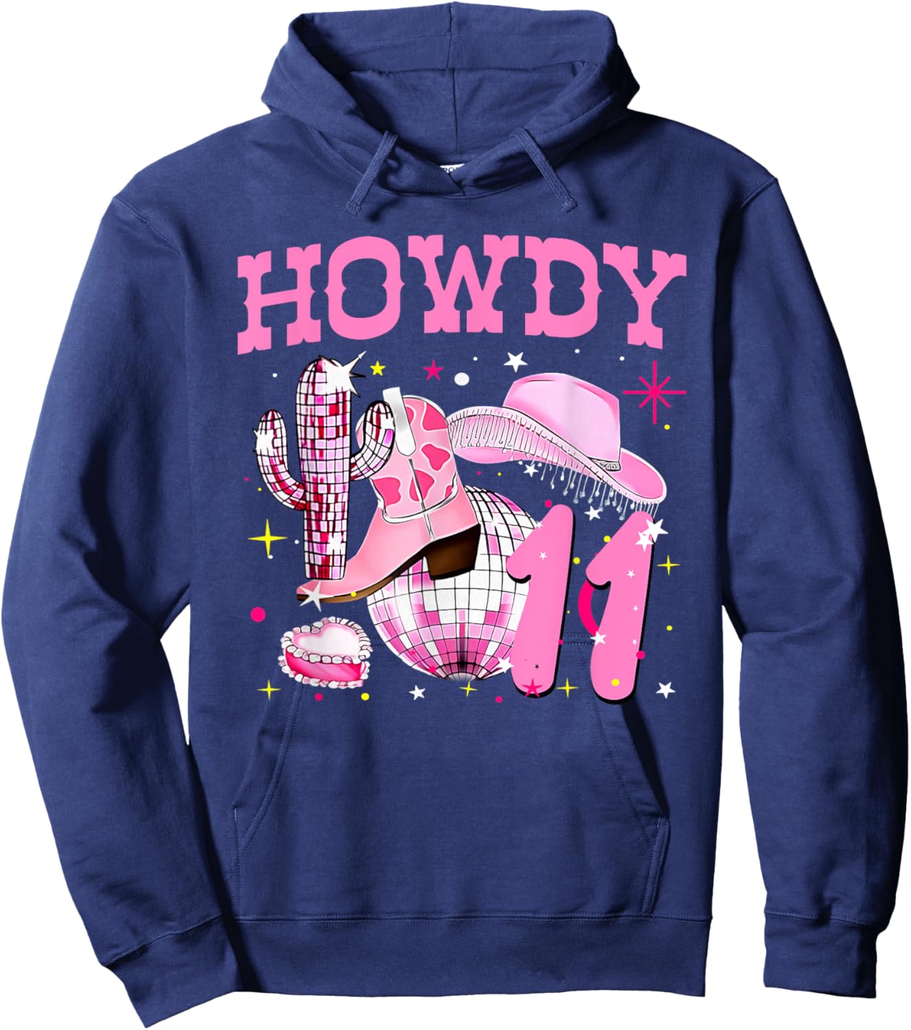 Howdy 11 Years Old Cowgirl 11th Birthday Western Girl Hoodie - Hoodie | Navy