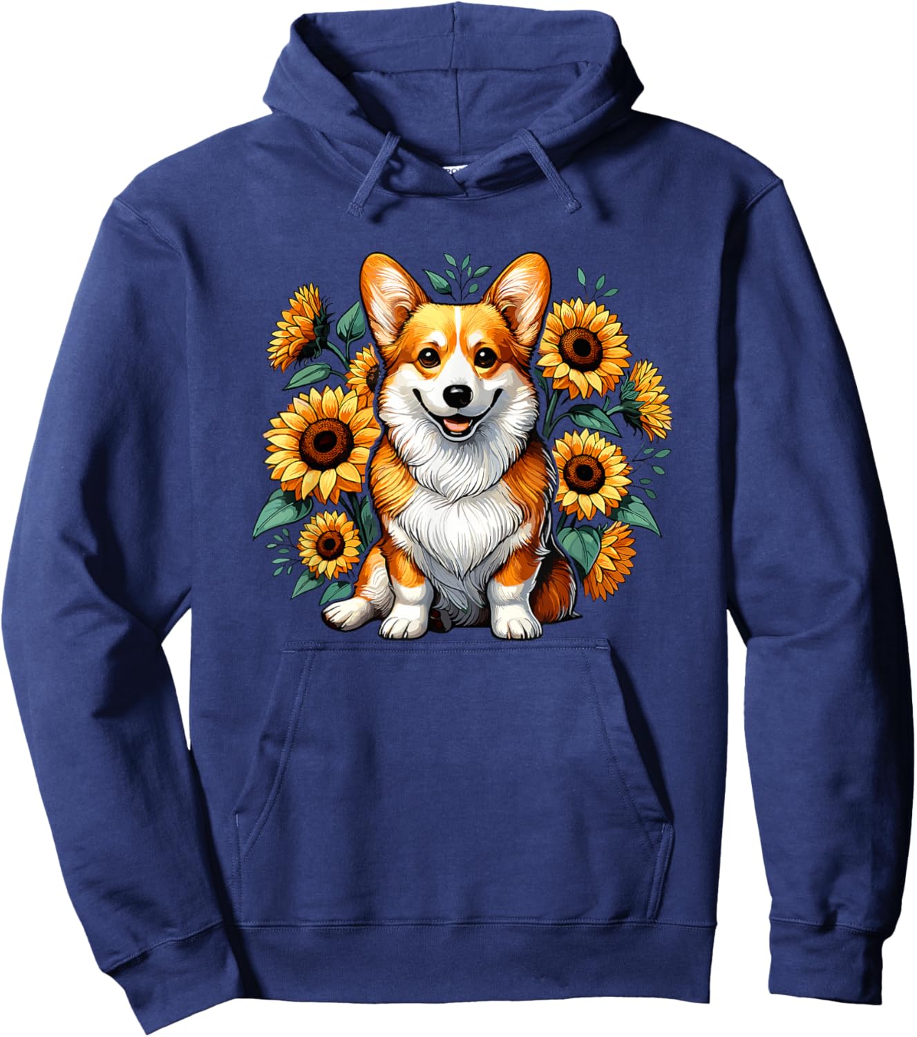 Sunflowers Pembroke Welsh Corgi Corgis Hoodie - Hoodie | Navy