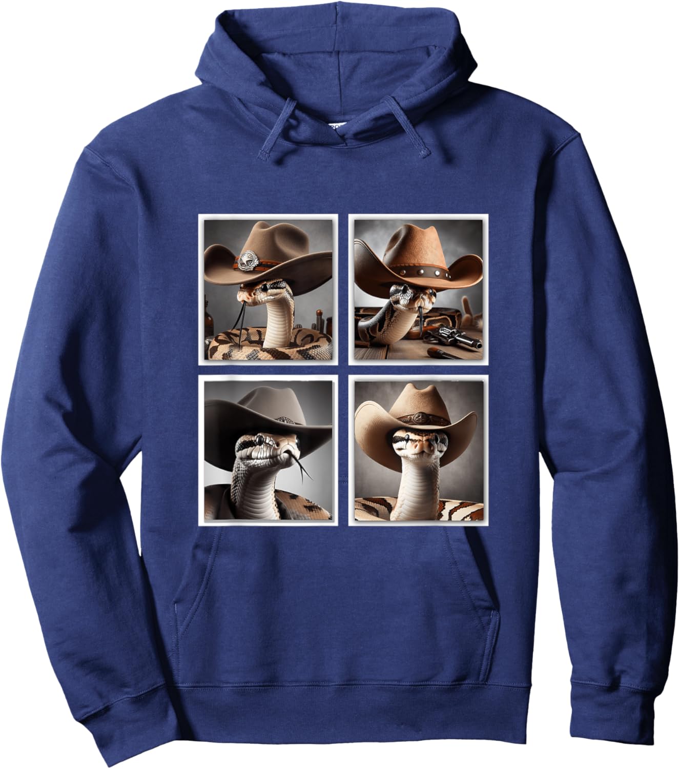 Snake In Cowboy Hat Funny Animal Photobooth Snake Owner Hoodie - Hoodie | Navy