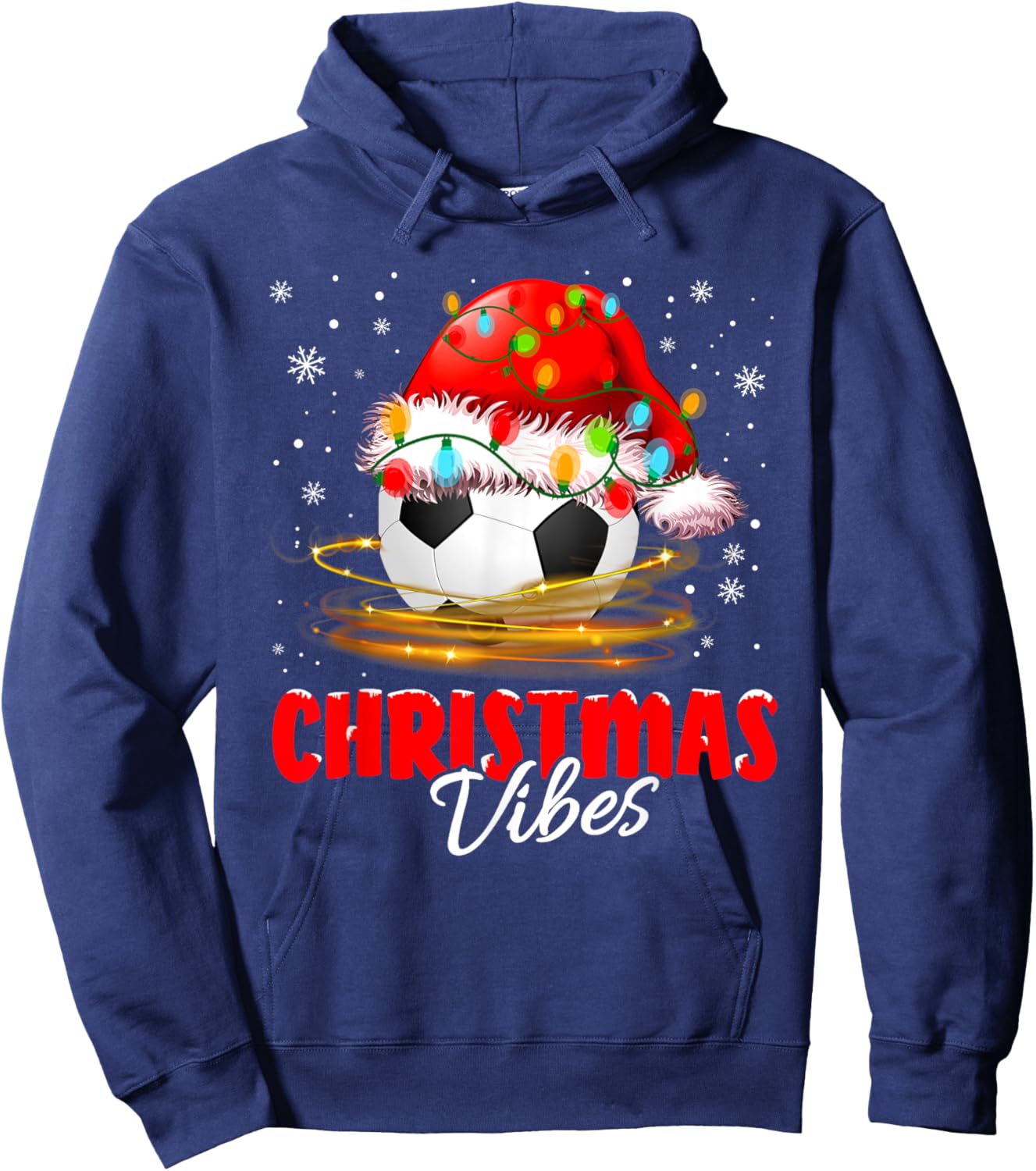 Christmas Pajamas Christmas Lights Soccer Football Outfit Hoodie - Hoodie | Navy