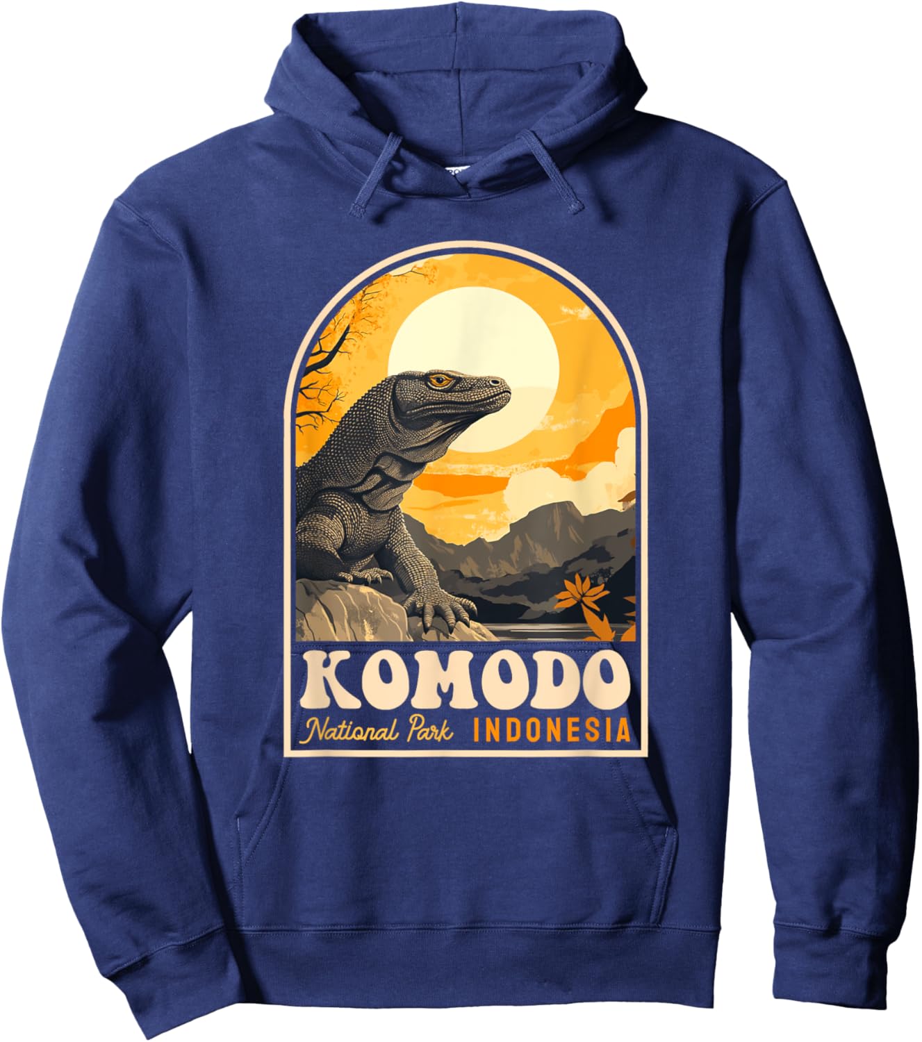 Komodo National Park Indonesia Retro Komodo Dragon Reptile Hoodie - Hoodie | Navy