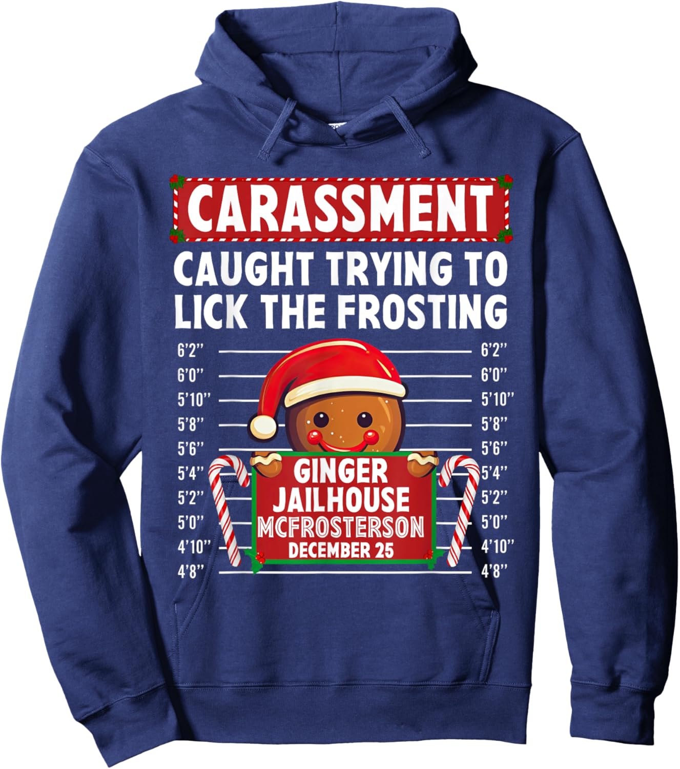 Carassment Ginger Jailhouse Christmas Gingerbread Holiday Hoodie - Hoodie | Navy