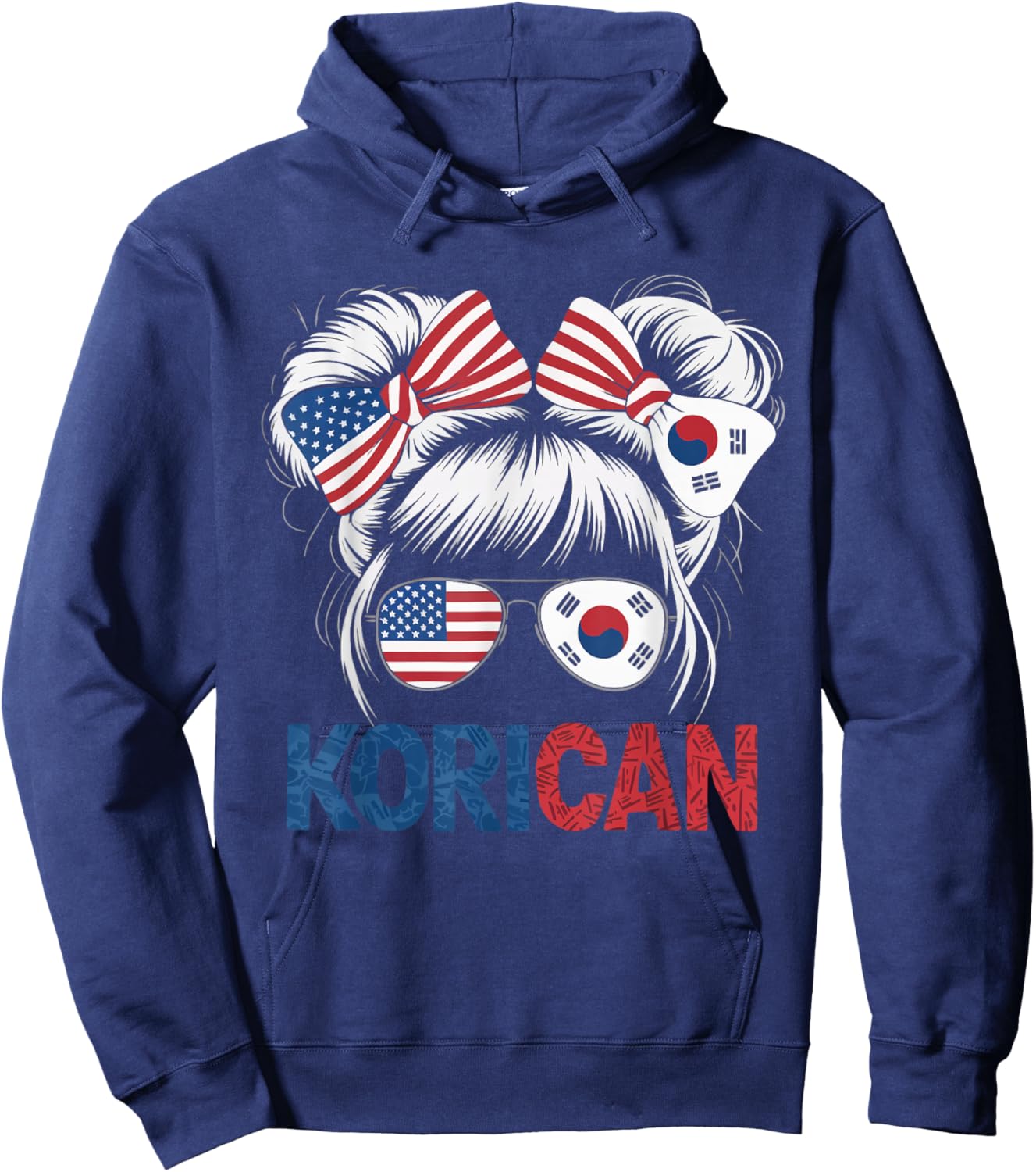 Half American Half Korean USA Flag South Korea America Hoodie - Hoodie | Navy