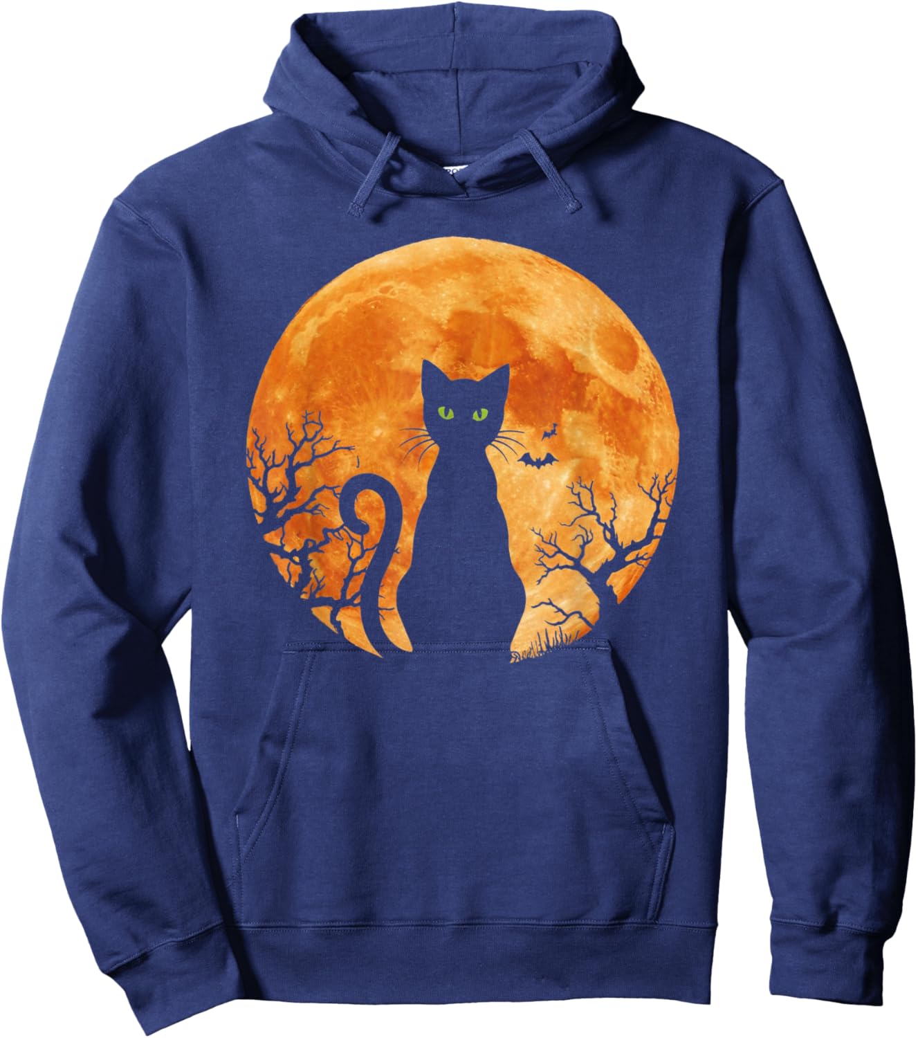 Scary Halloween Cat Costume Retro Cat Moon Vintage Gifts Women Kids Hoodie - Hoodie | Navy