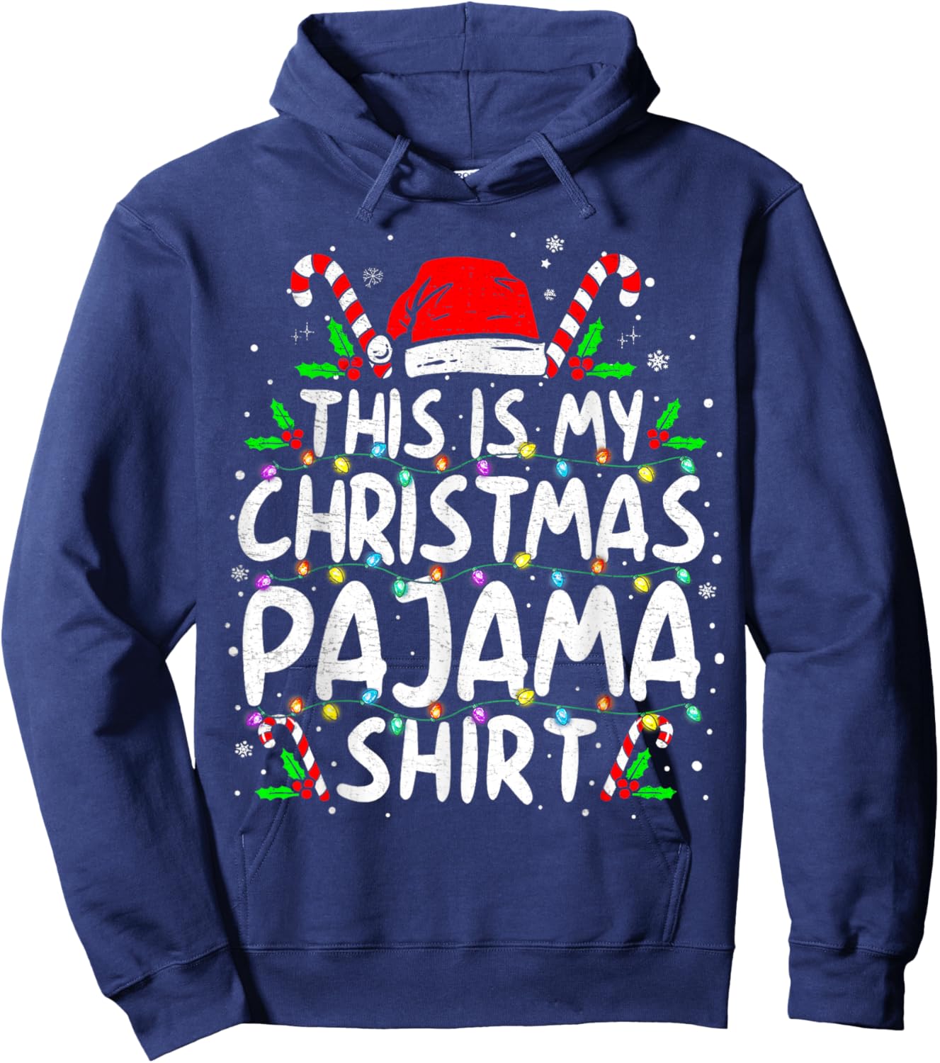 This Is My Christmas Pajama Shirt Funny Xmas PJs Men Women Hoodie - Hoodie | Navy