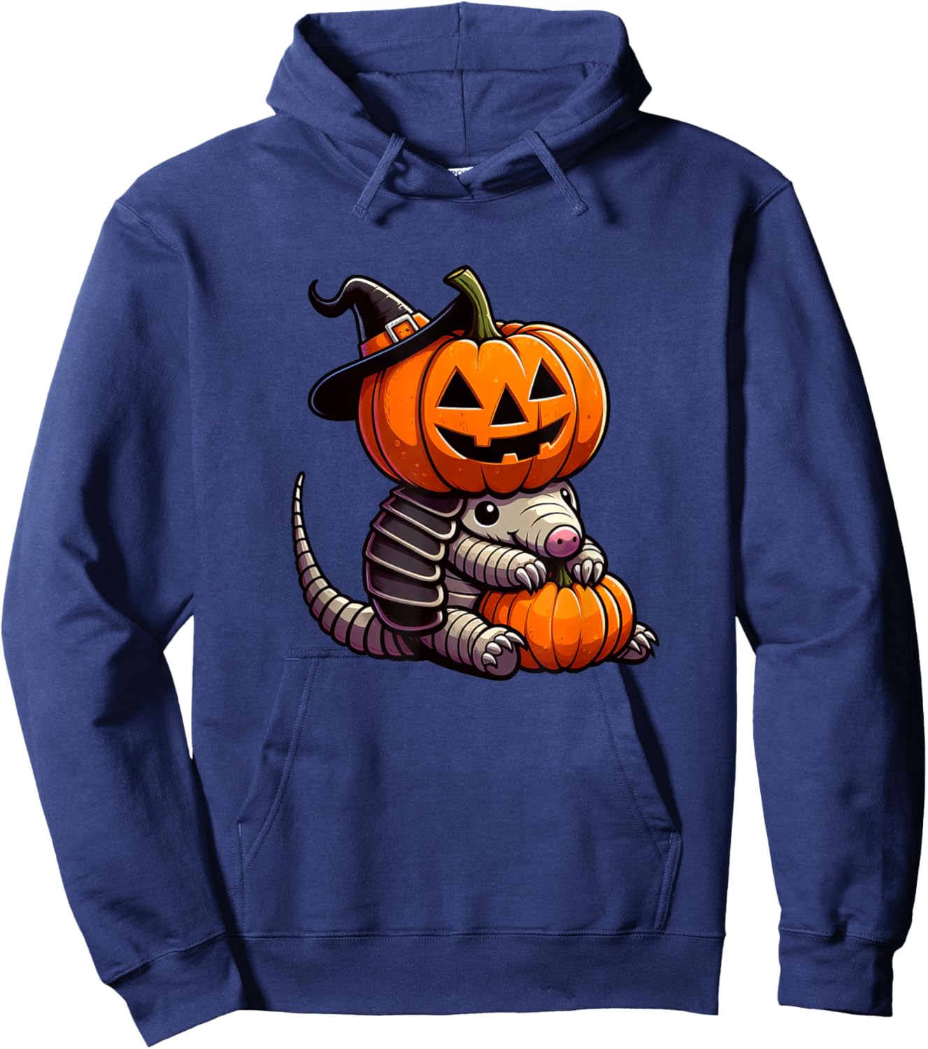 Cute Halloween Armadillo Witch Cartoon Hoodie - Hoodie | Navy